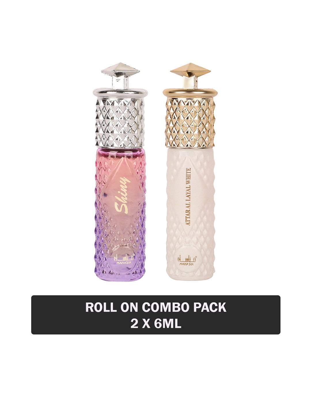 

MANASIK Set Of 2 Long Lasting Attars - 6 ml Each - Shiny Pink & Al Layal White