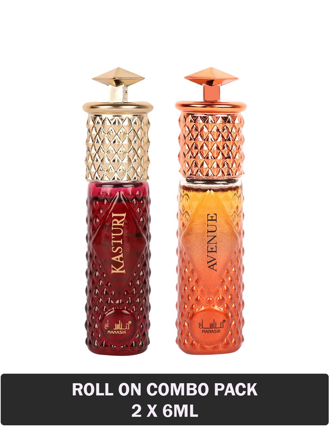 

MANASIK Set Of 2 Long Lasting Attars - 6 ml Each - Kasturi & Avenue, Multi
