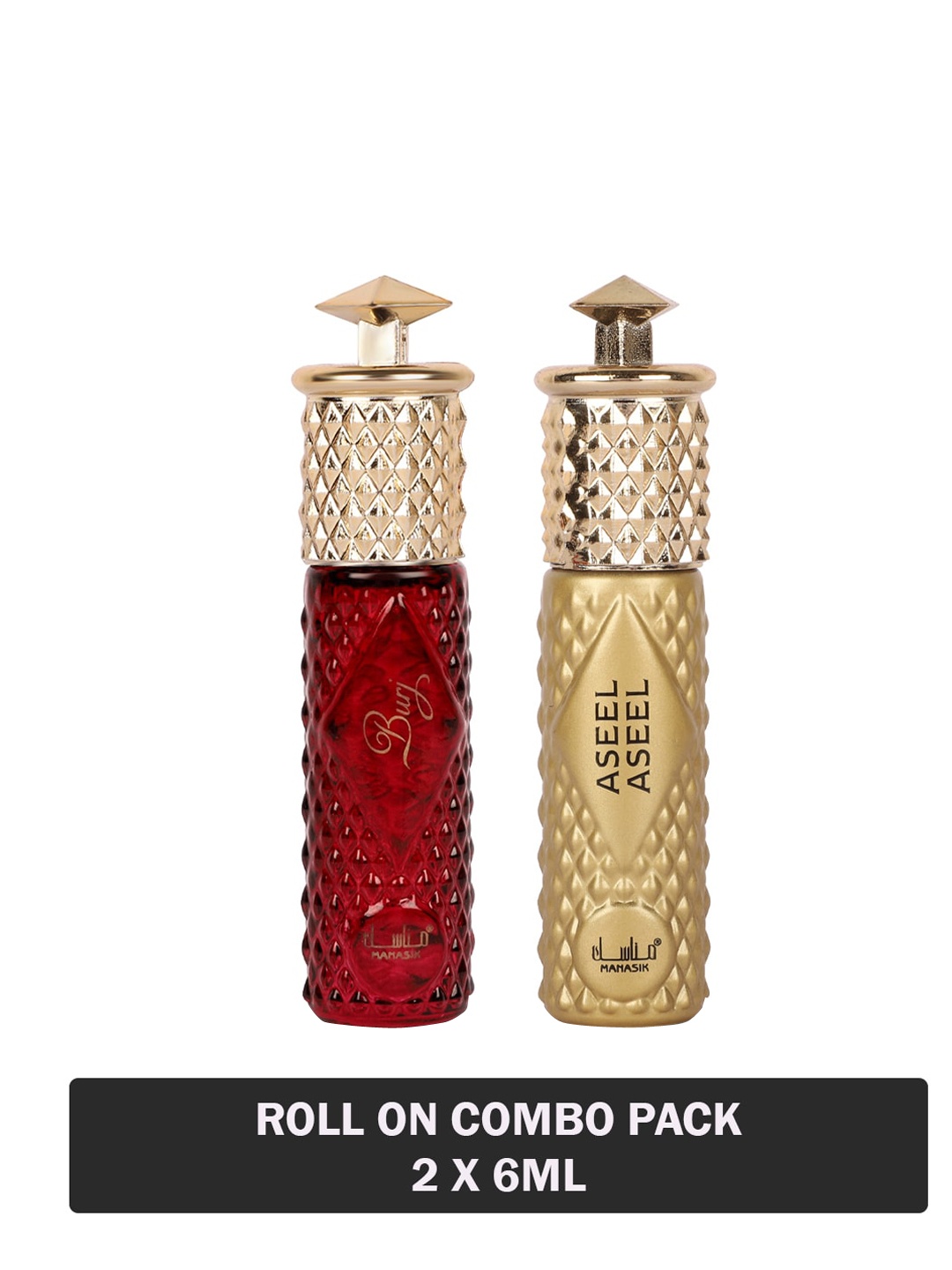 

MANASIK Set Of 2 Long Lasting Attars - 6 ml Each - Burj & Aseel Aseel, Multi