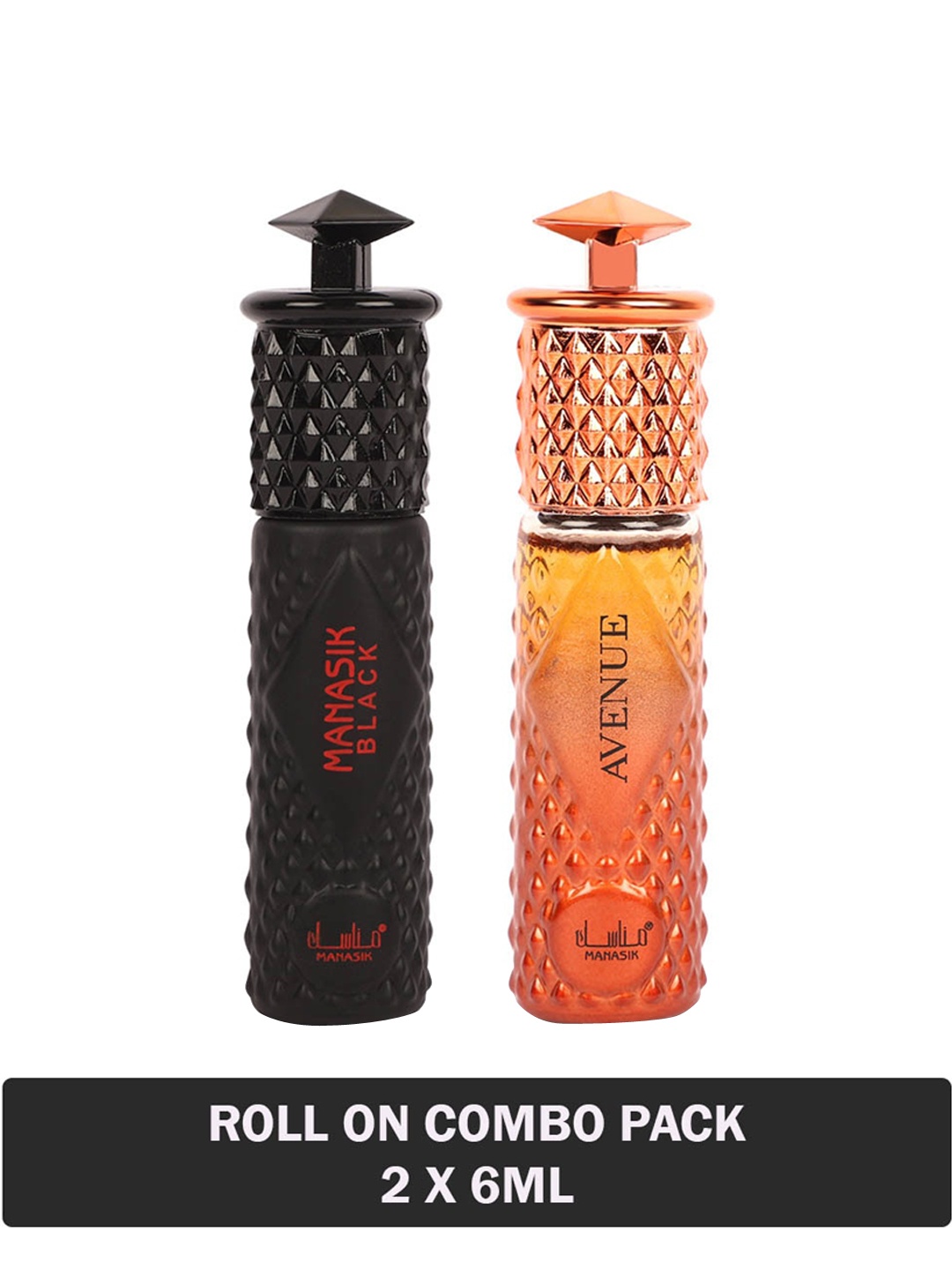 

MANASIK Men Set Of 2 Long Lasting Attars - 6 ml Each - Black & Avenue