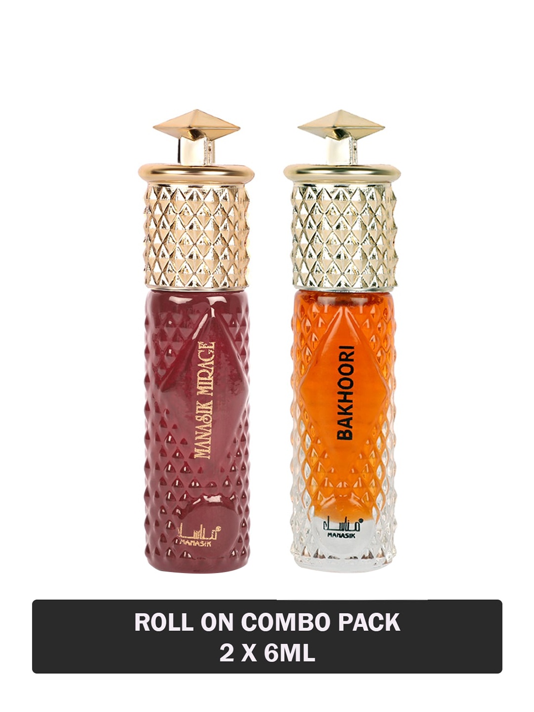 

MANASIK Set Of 2 Long Lasting Attars - 6 ml Each - Mirage & Bakhoori, Orange