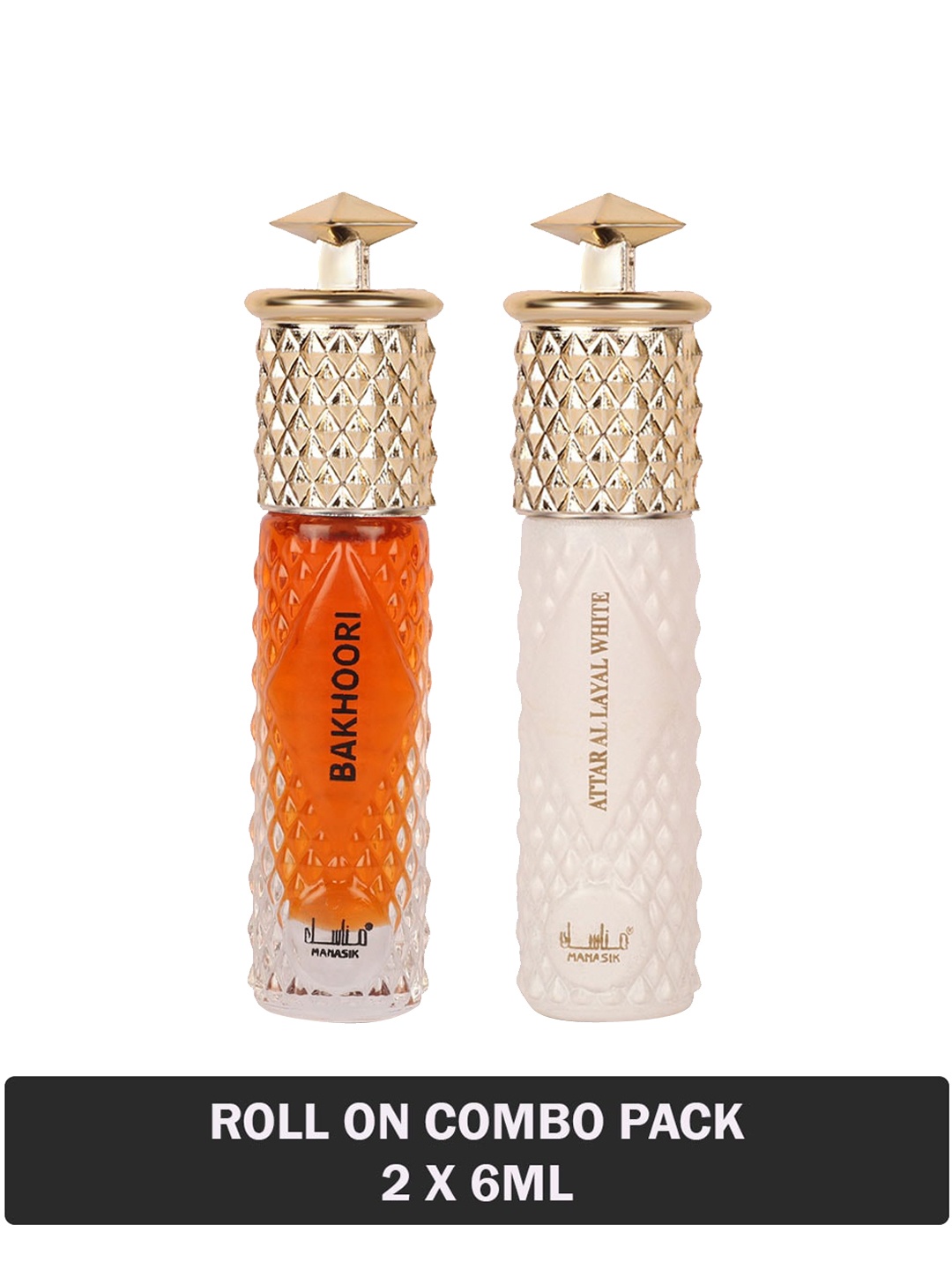 

MANASIK Set Of 2 Long Lasting Attars - 6 ml Each - Bakhoori & Al Layal White