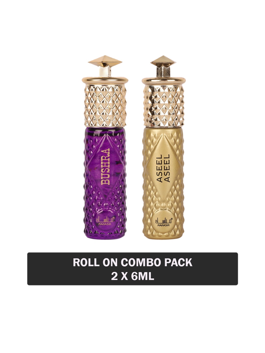 

MANASIK Set Of 2 Long-Lasting Roll-On Attars 6ml Each- Bushra & Aseel Aseel, Purple