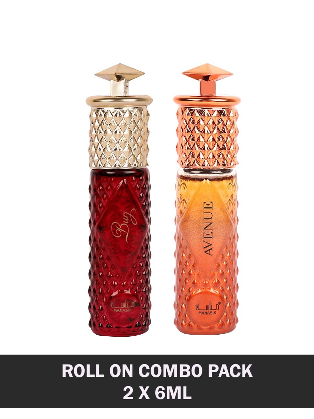 

MANASIK Set Of 2 Long-Lasting Roll-On Attars 6ml Each- Burj & Avenue, Red