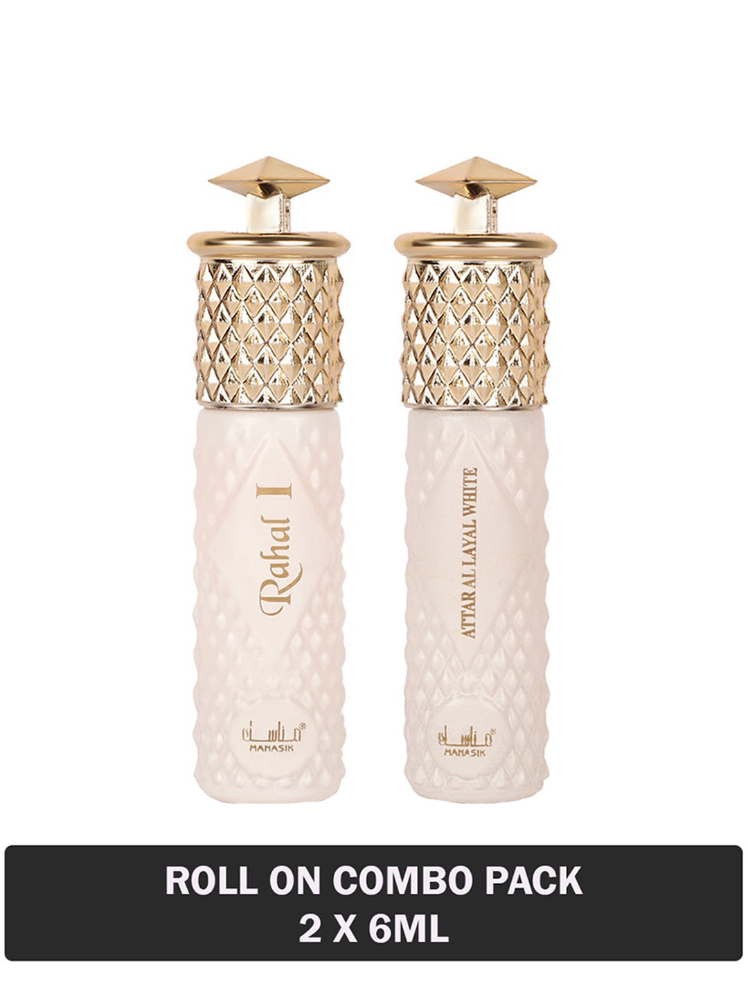 

MANASIK Set Of 2 Long-Lasting Roll-On Attars 6ml Each- Rahal I & Al Layal White, Multi