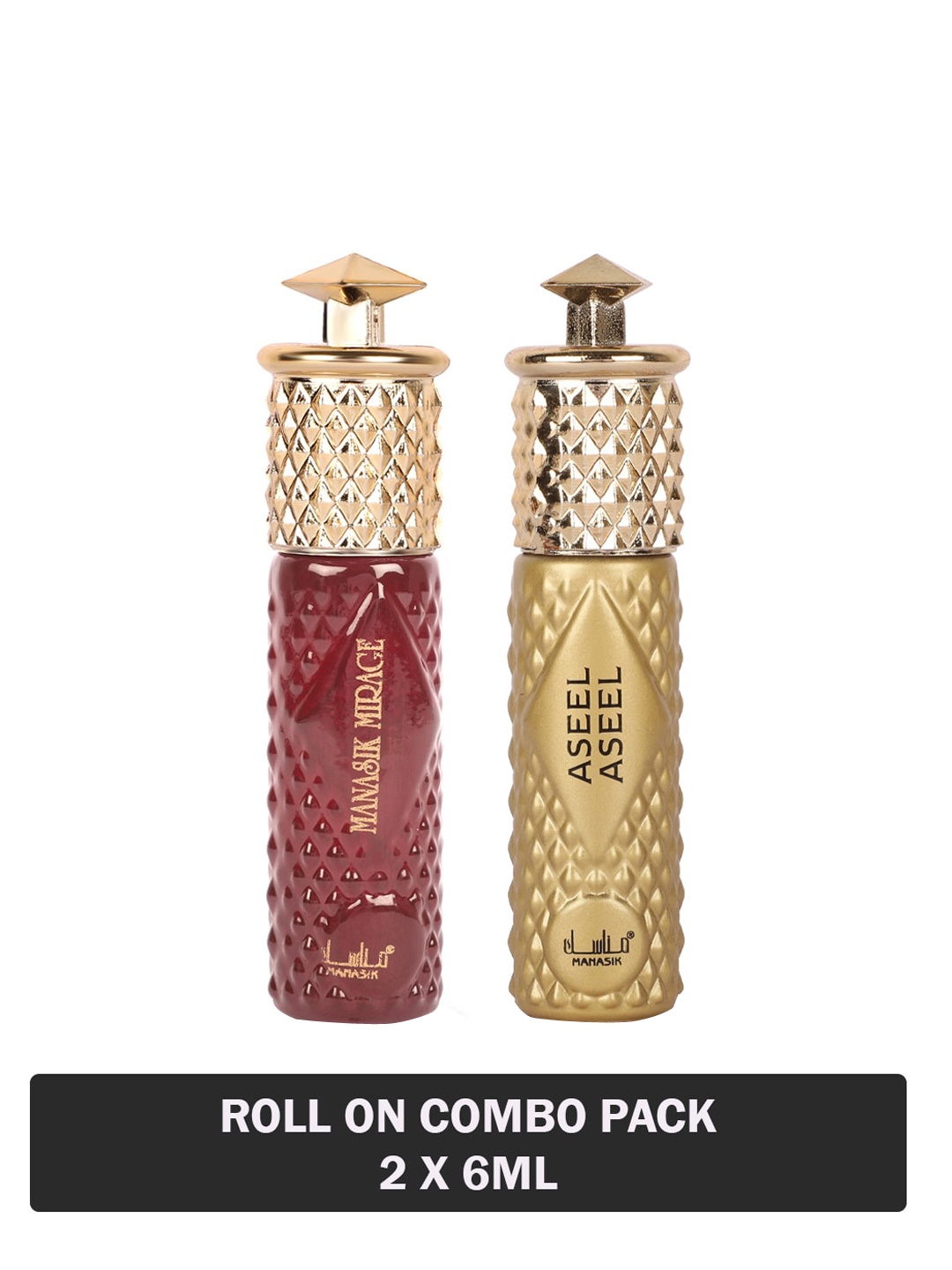 

MANASIK Set Of 2 Long-Lasting Roll-On Attars 6ml Each- Mirage & Aseel Aseel, Multi
