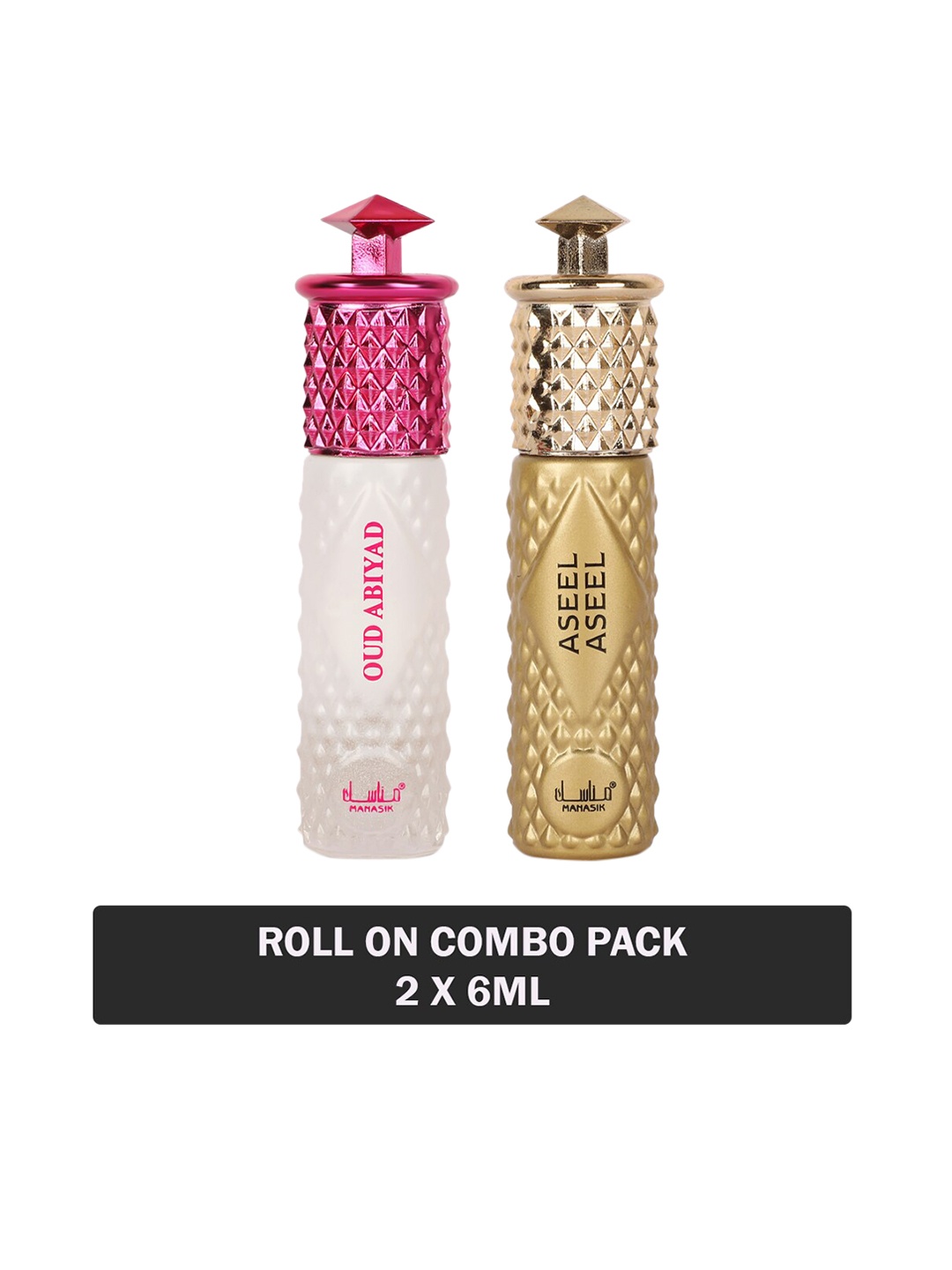 

MANASIK Set Of 2 Long Lasting Attars - 6 ml Each - Oud Abiyad & Aseel Aseel, White