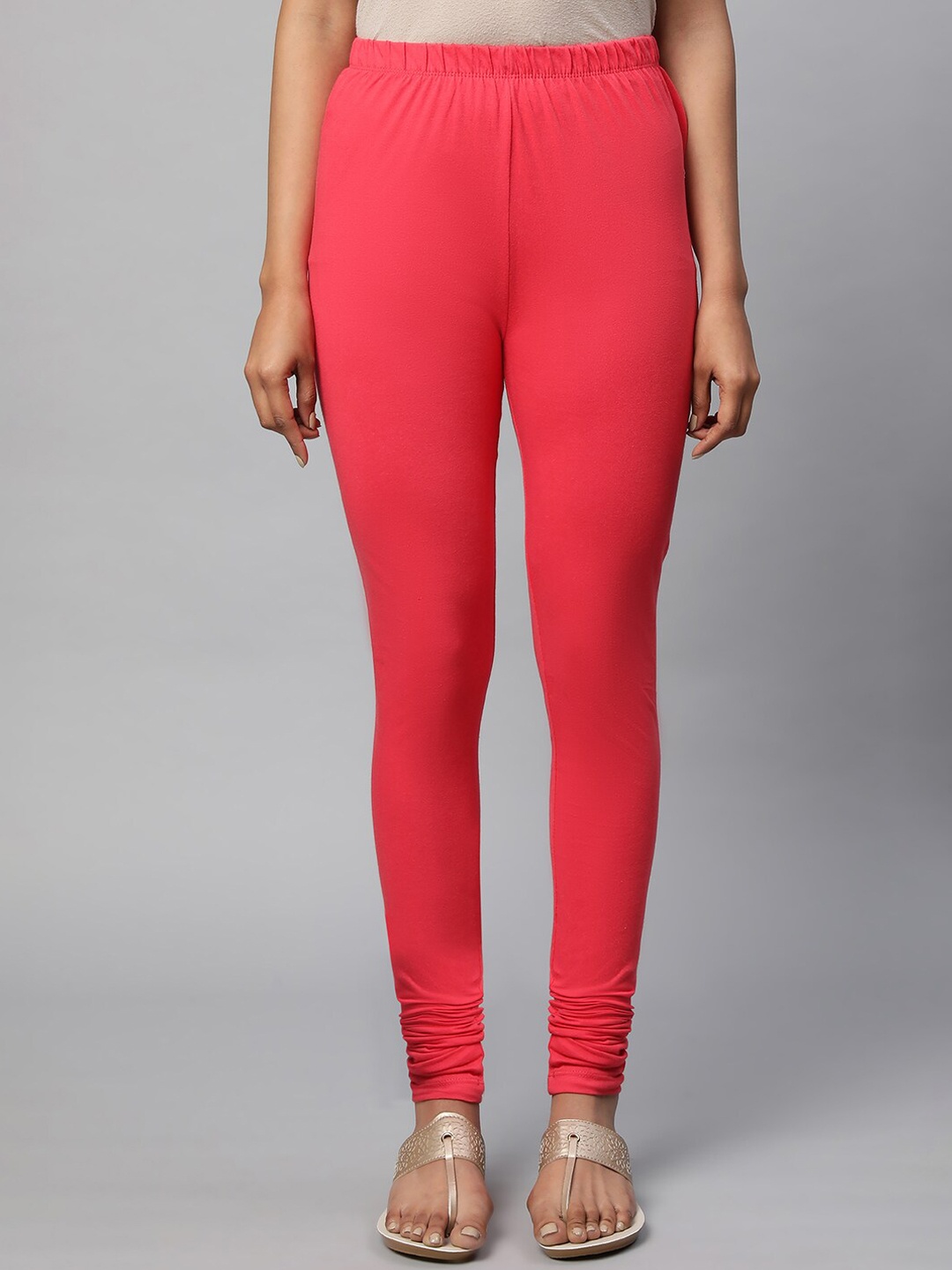 

elleven Women Churidar Length Cotton Leggings, Coral