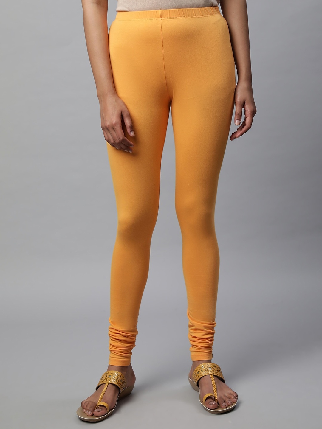 

elleven Women Churidar Length Cotton Lyrca Leggings, Mustard