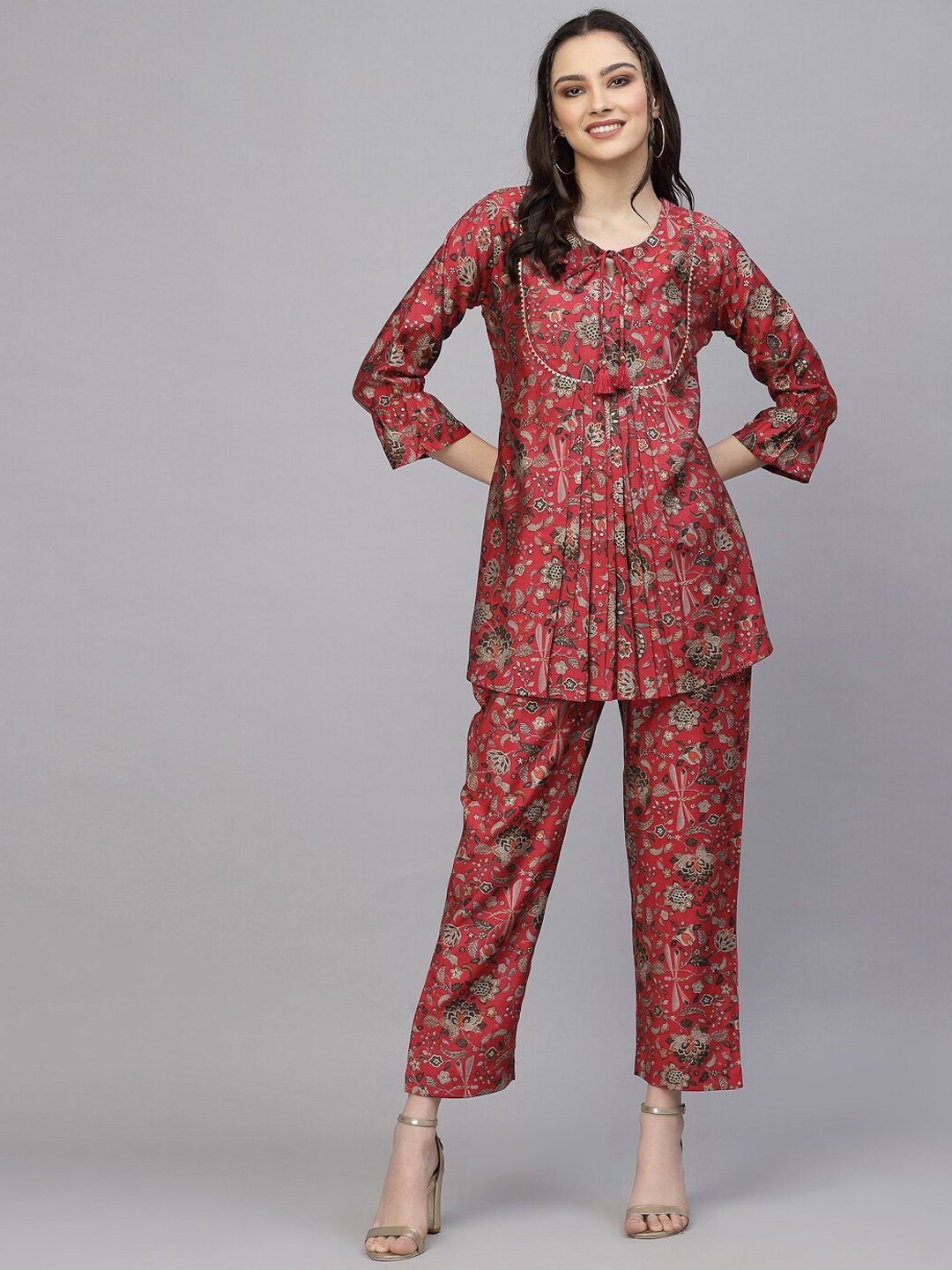

Sangria Printed Shirt & Trouser Co-Ords, Pink
