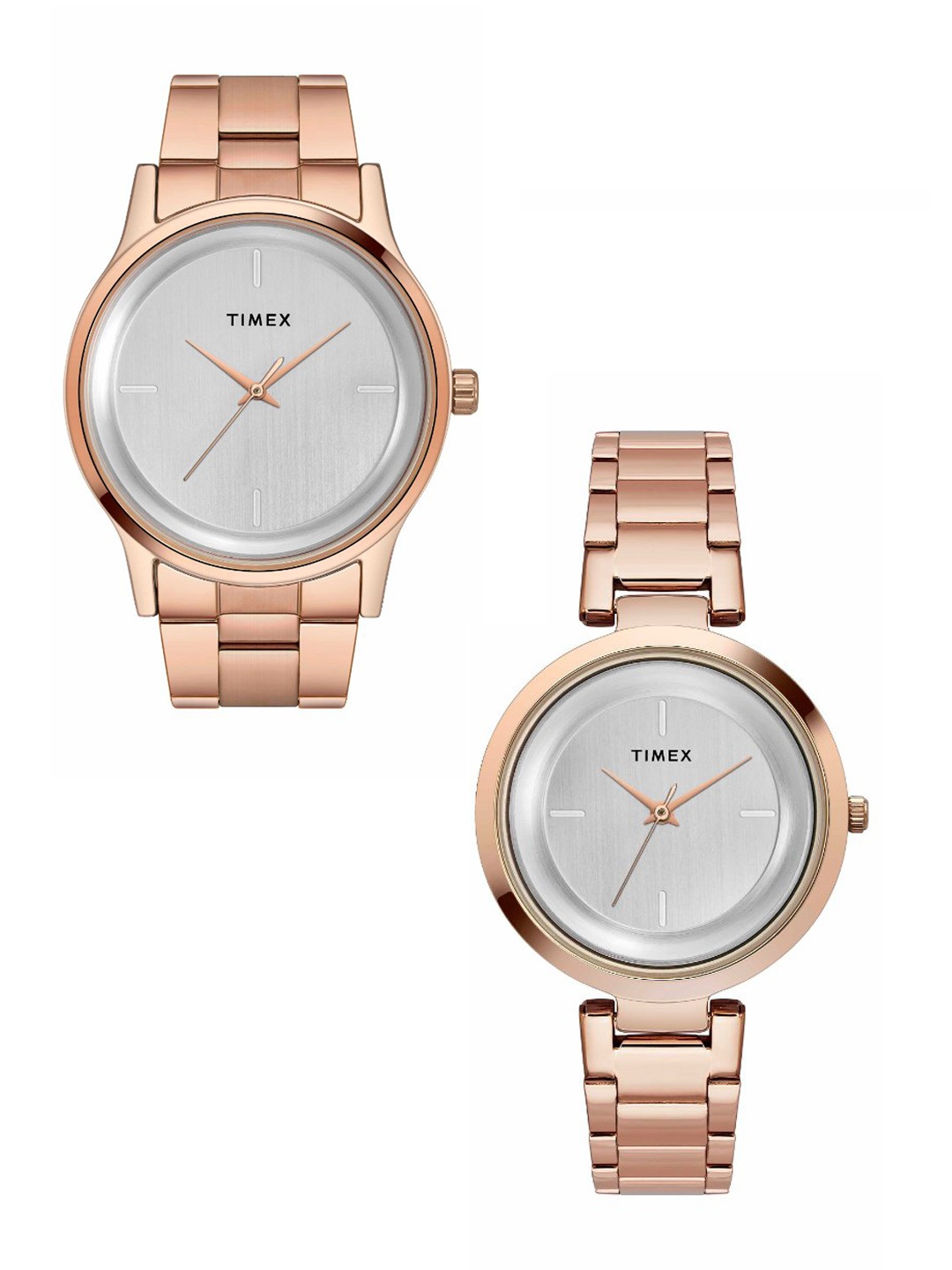 

Timex Brass Stainless Steel Bracelet Style Straps Analogue Couple Watch TW00PR294, Silver