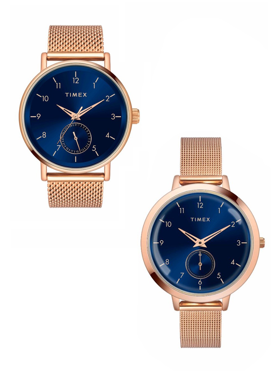 

Timex Set Of 2 Stainless Steel Straps Digital His & Her Watch TW00PR293, Blue