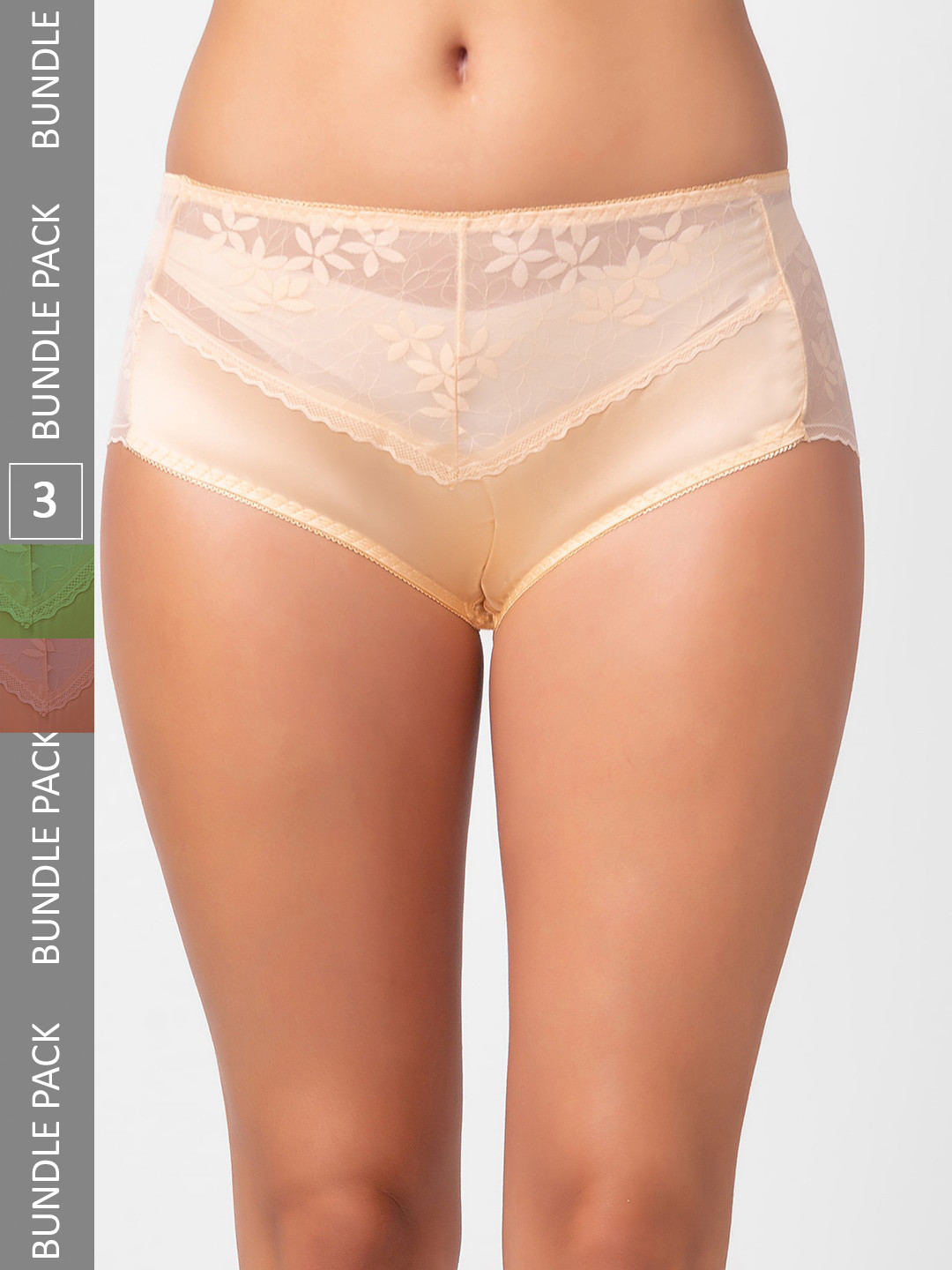 

NOIRA Women Pack Of 3 Assorted Mid Rise Hipster Briefs