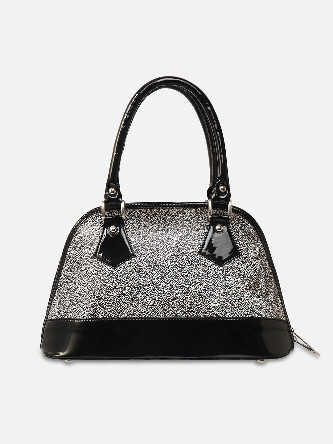 

ATHLISIS Women Textured PU Structured Handheld Bag, Silver