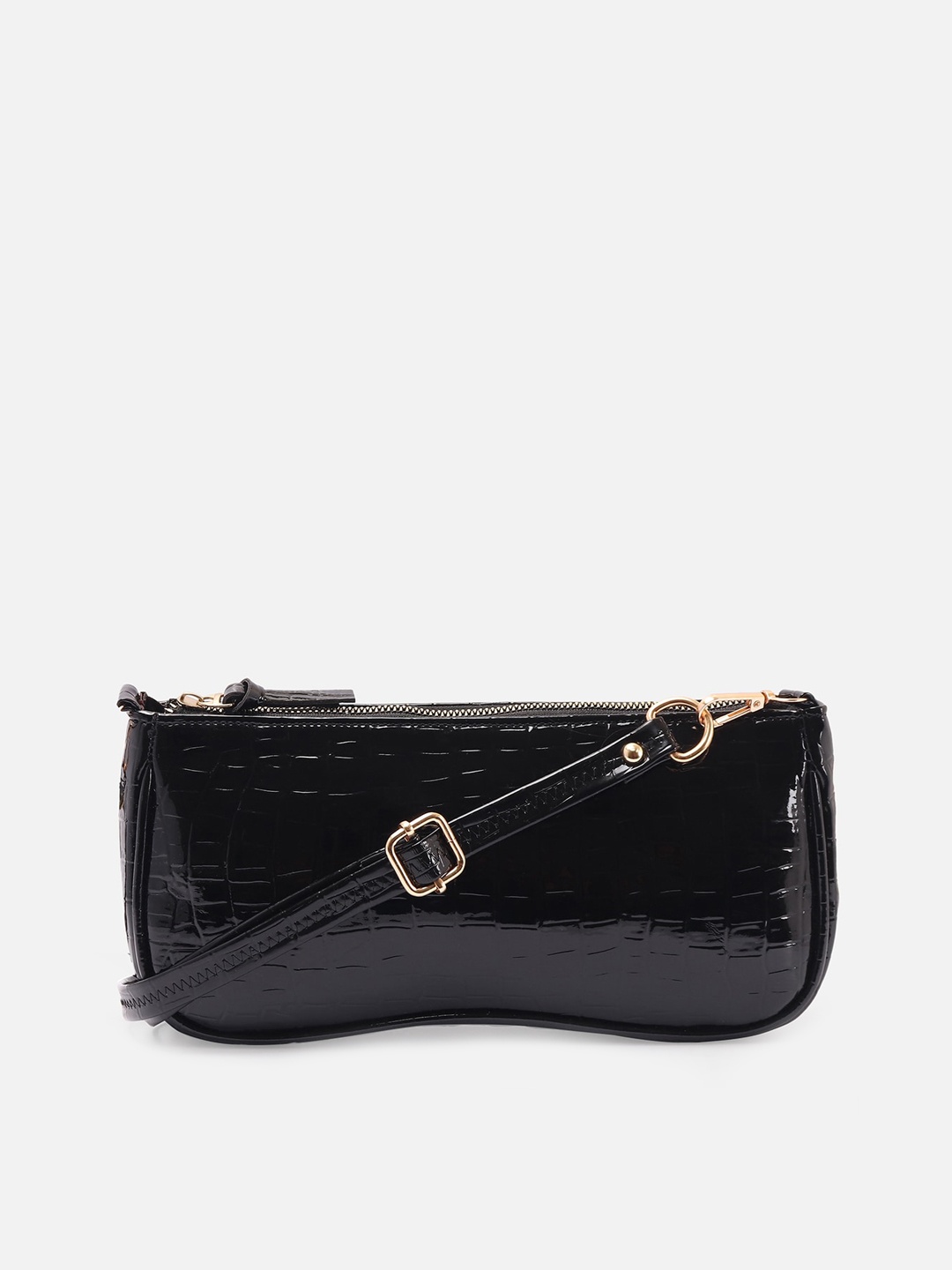 

ATHLISIS Textured Structured Shoulder Bag, Black