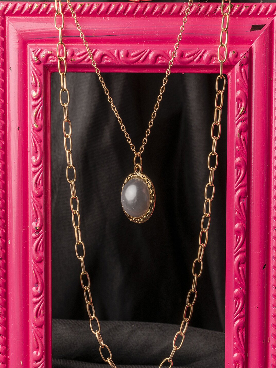 

Jewelz Gold-Plated Layered Necklace With Ring Pendant & Studded Bracelet