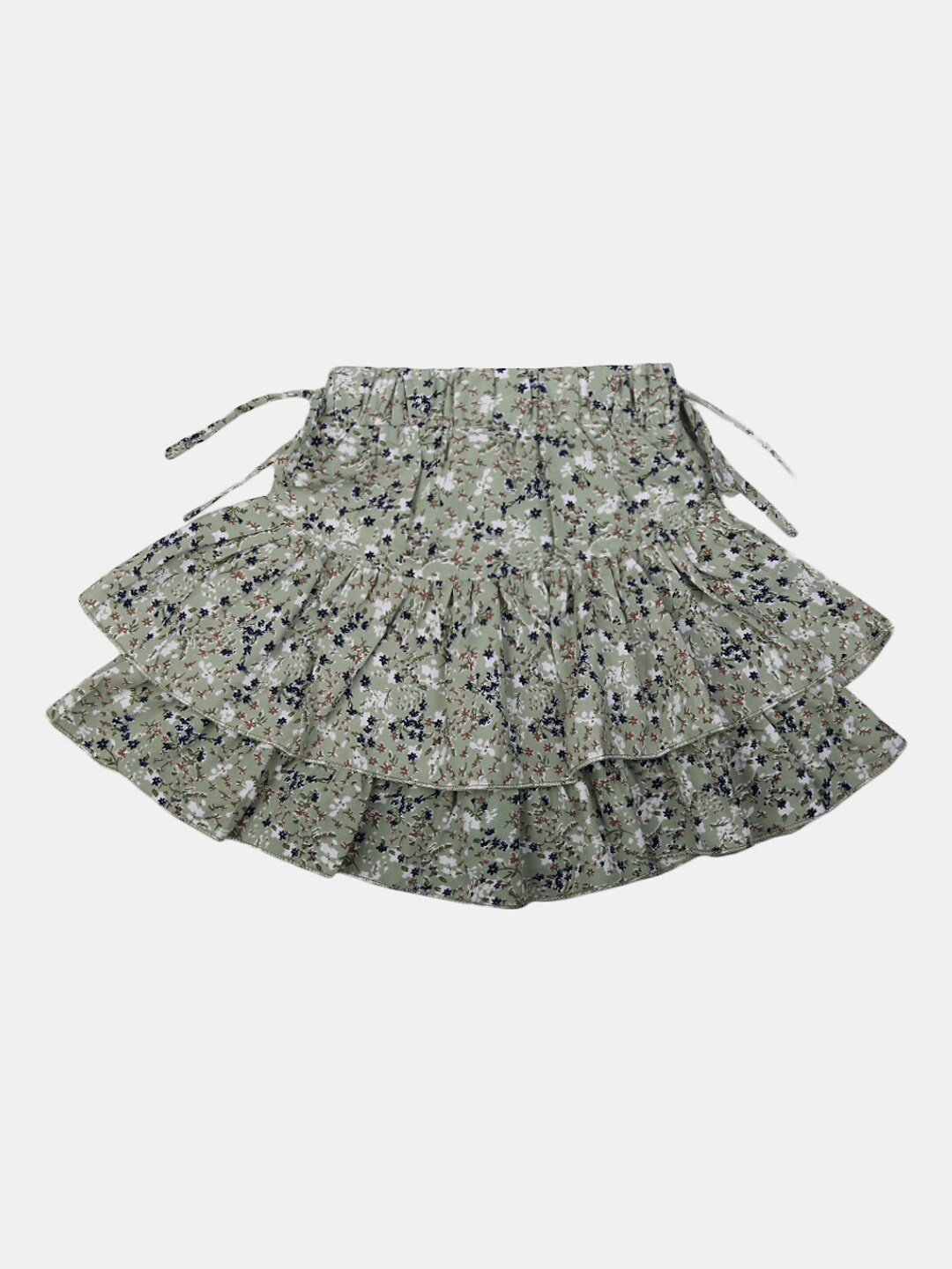 

V-Mart Girls Printed Knee Length Flared Skirts, Green