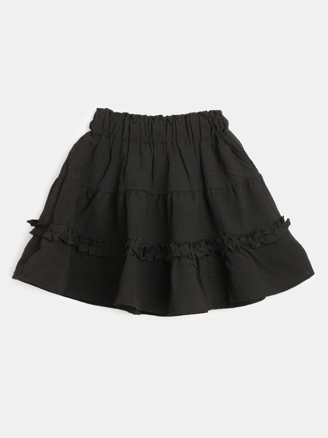 

V-Mart Girls Solid Knee-Length Tiered Skirts, Black