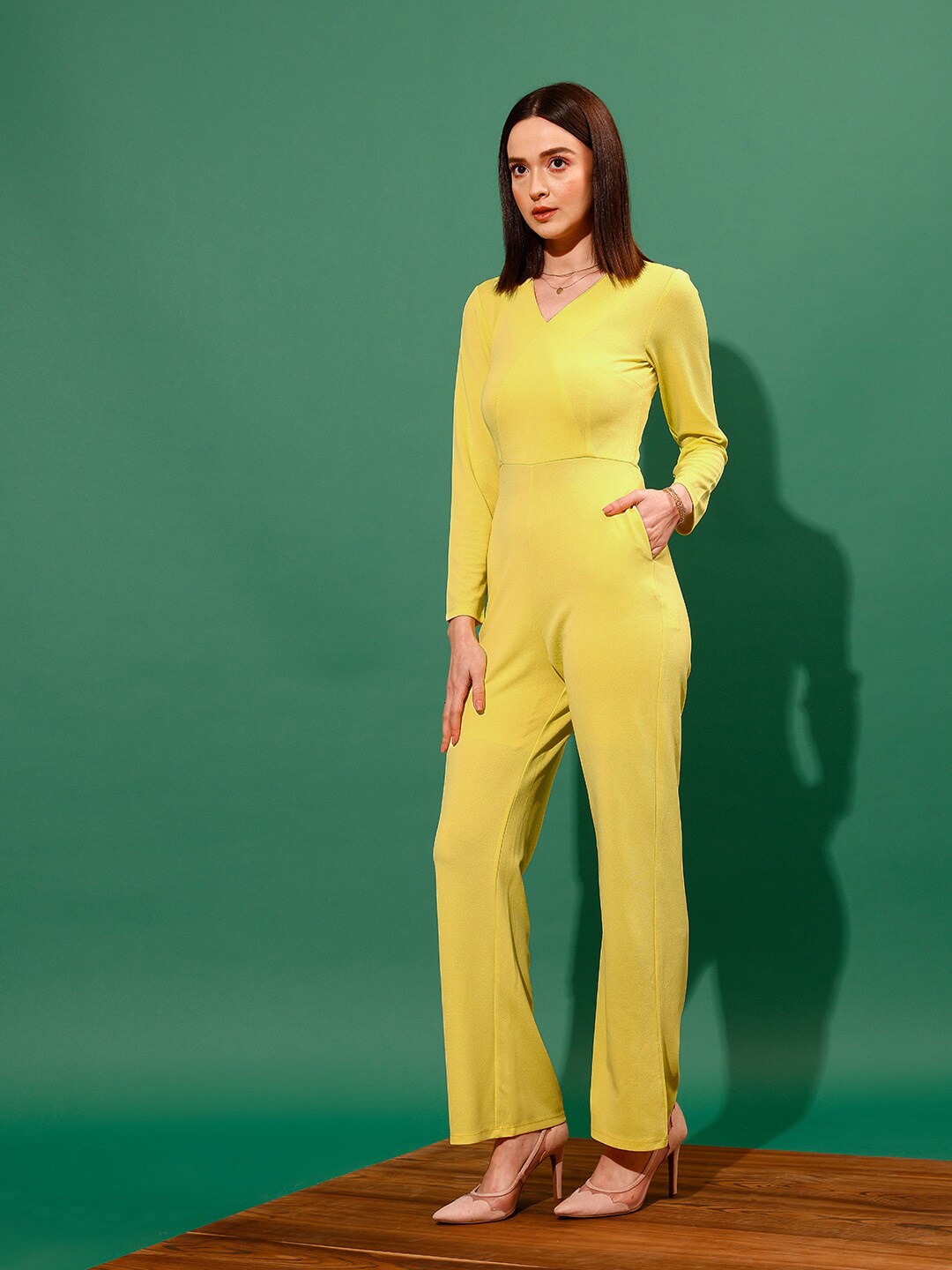 

WORK IT by STREET 9 V-Neck Wrap Jumpsuit, Yellow