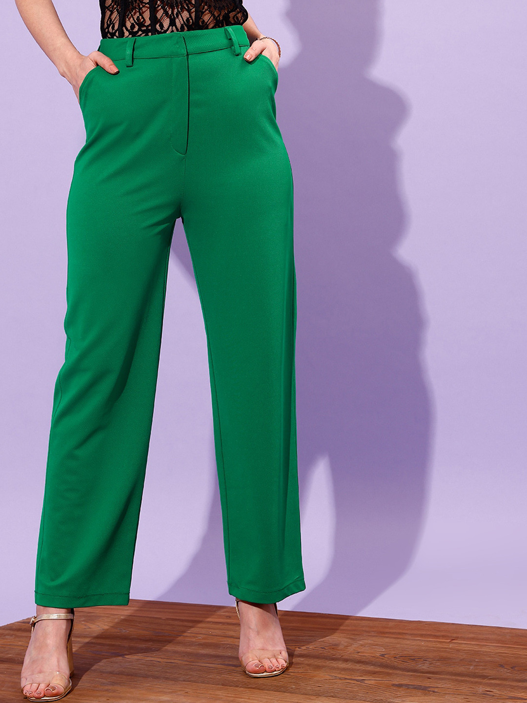 

STREET 9 Women Loose Fit High-Rise Trousers, Green