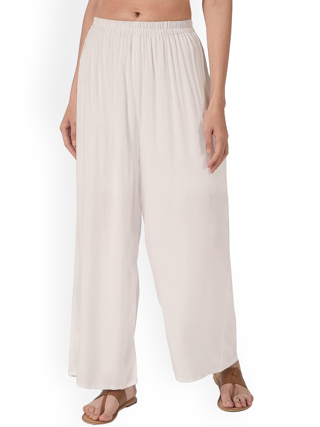 

CHANDERKASH Women Wide Leg Palazzos, White