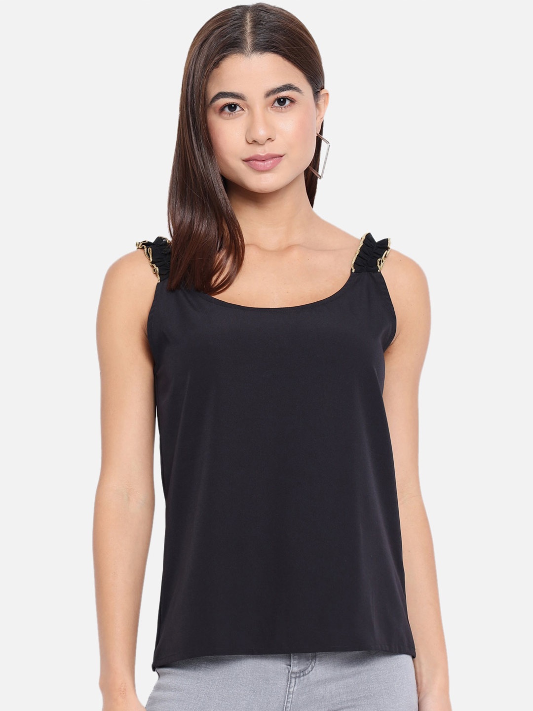 

ALL WAYS YOU Shoulder Straps Crepe Top, Black