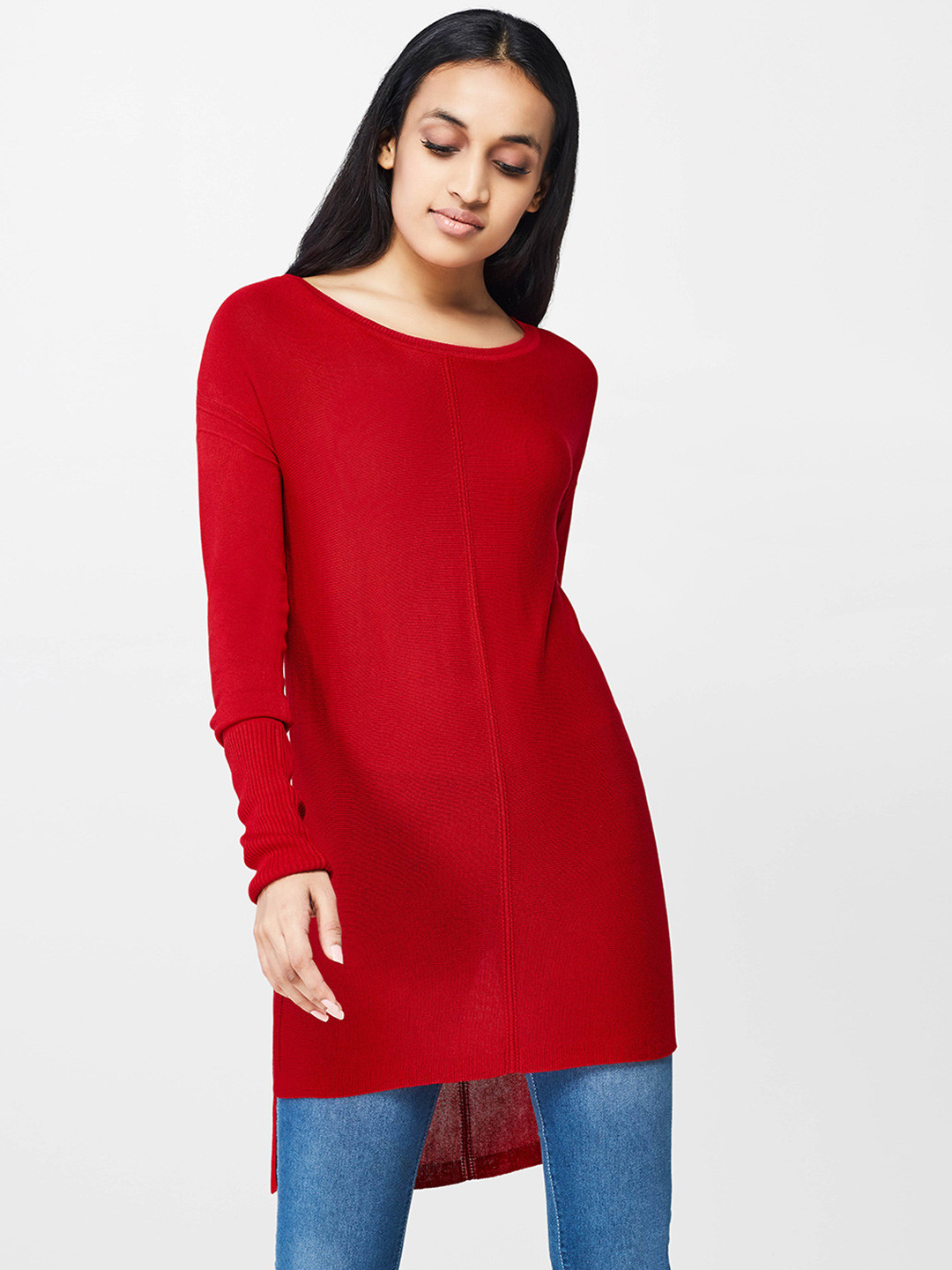 

AND Women Red Solid High-Low Top