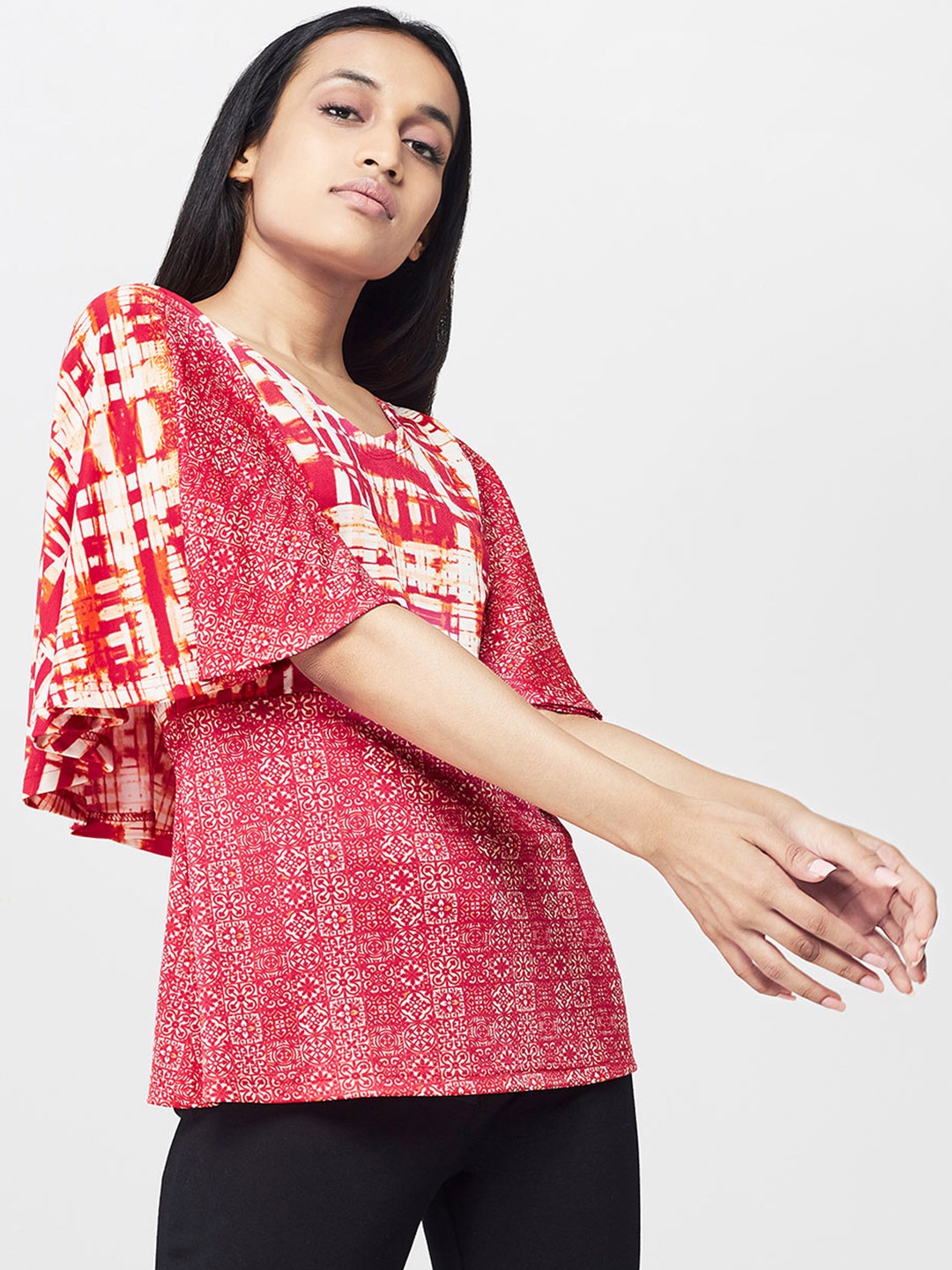 

AND Women Pink Printed Cape Top
