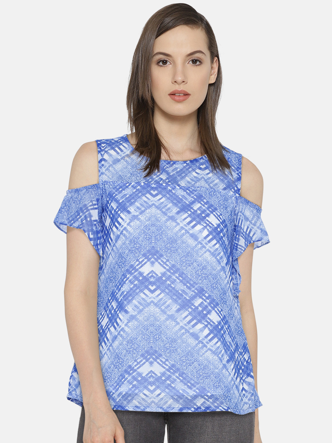 

AND Women Blue Printed Top