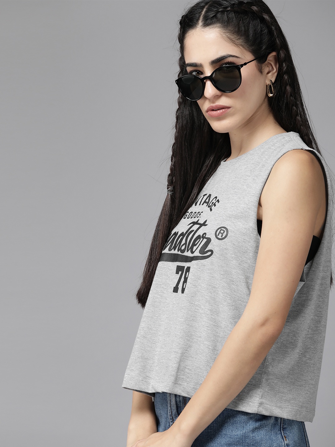 

Roadster Printed Cotton Tank Top, Grey