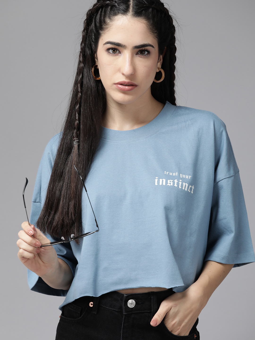 

Roadster Cotton Crop Top, Blue
