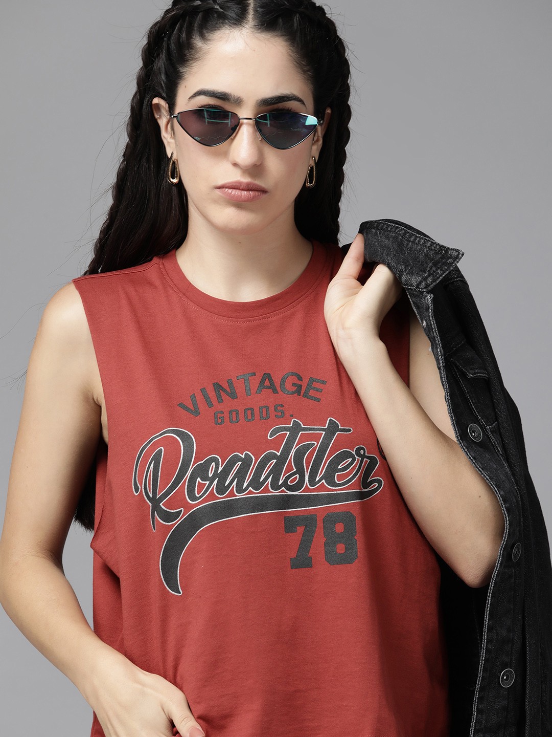 

Roadster Printed Cotton Tank Top, Red
