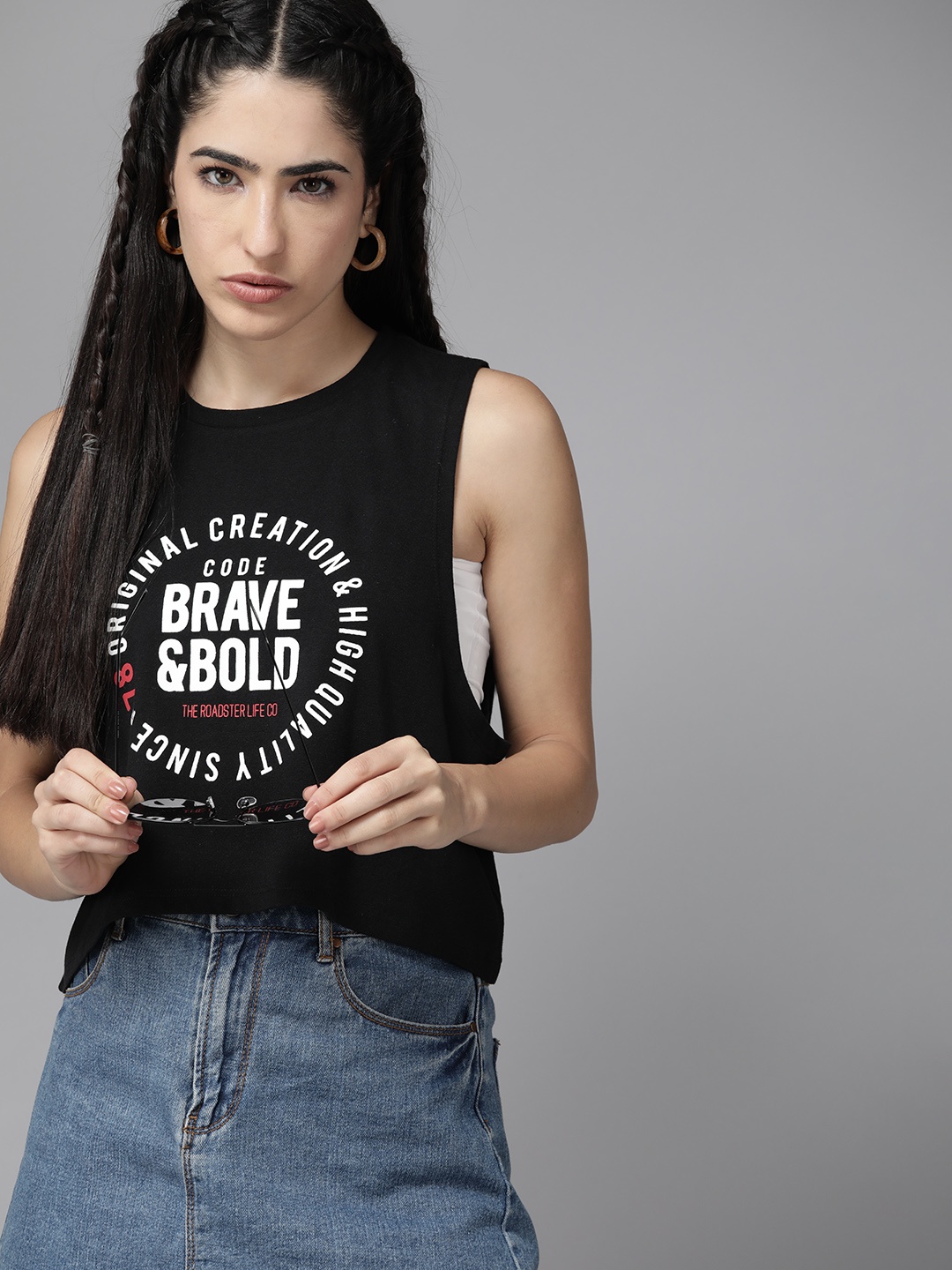 

Roadster Printed Cotton Top, Black