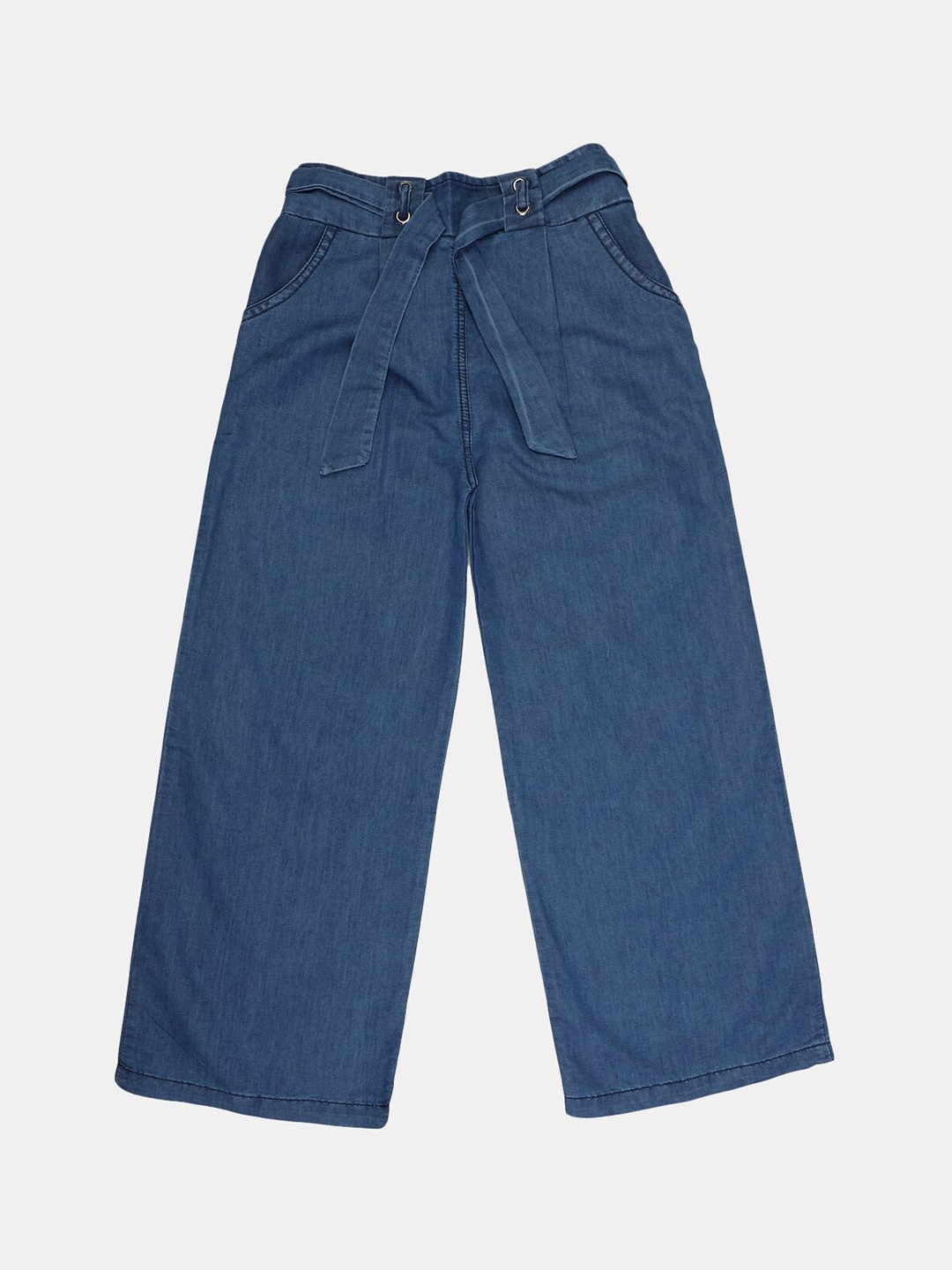 

V-Mart Girls Straight Fit Denim Parallel Trousers, Blue