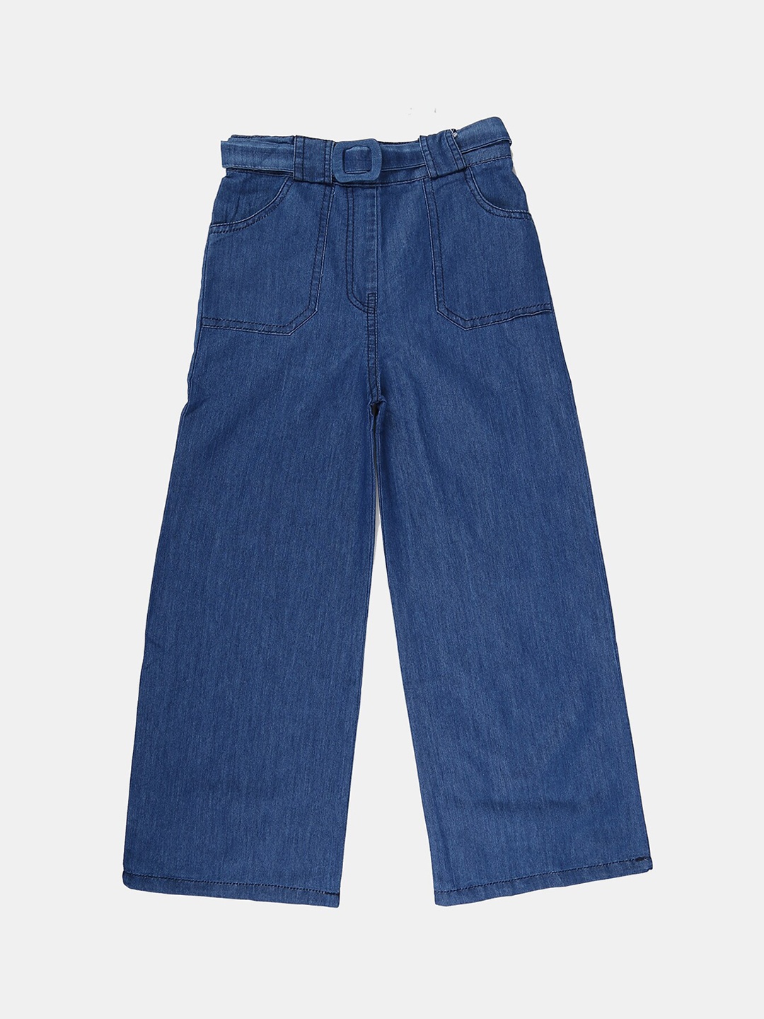 

V-Mart Girls Cotton Straight Fit Mid-Rise Slip-On Harem Pants, Blue