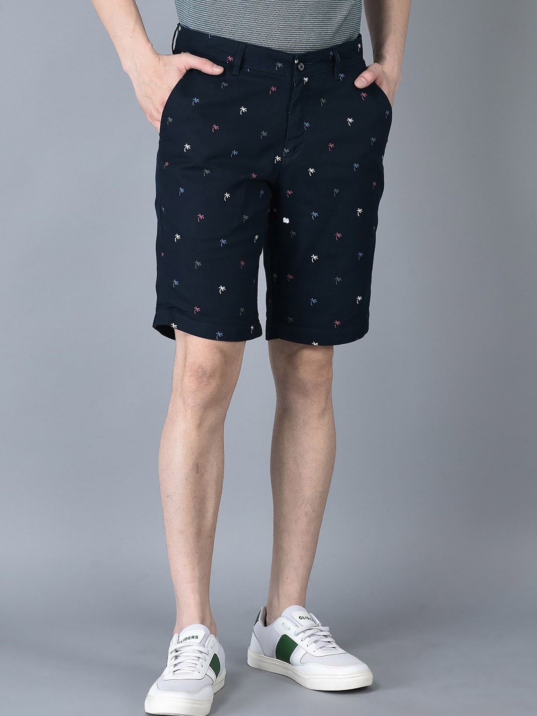 

CANOE Men Printed Regular Fit Pure Cotton Shorts, Navy blue