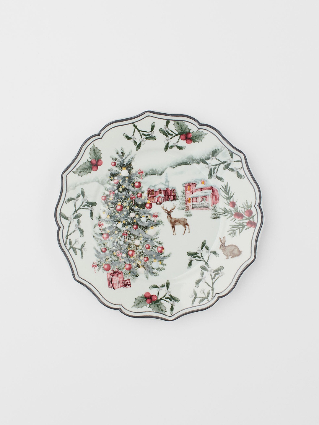 

H&M White & Green Small Porcelain Plate