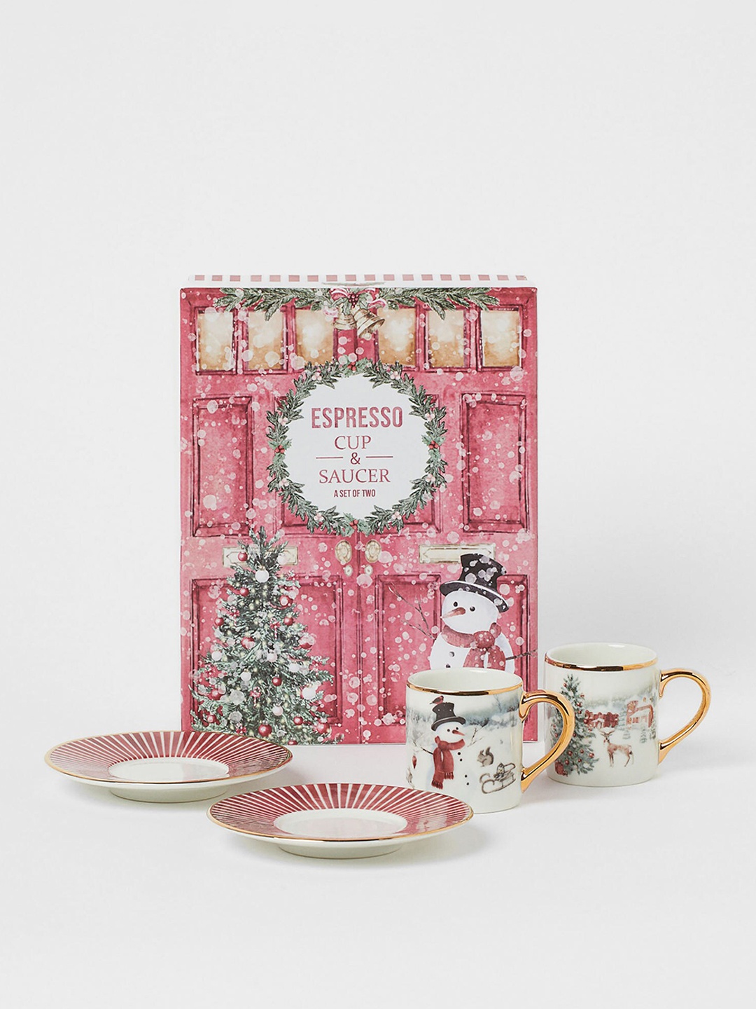 

H&M White & Pink 2-Pack Espresso Cups & Saucers