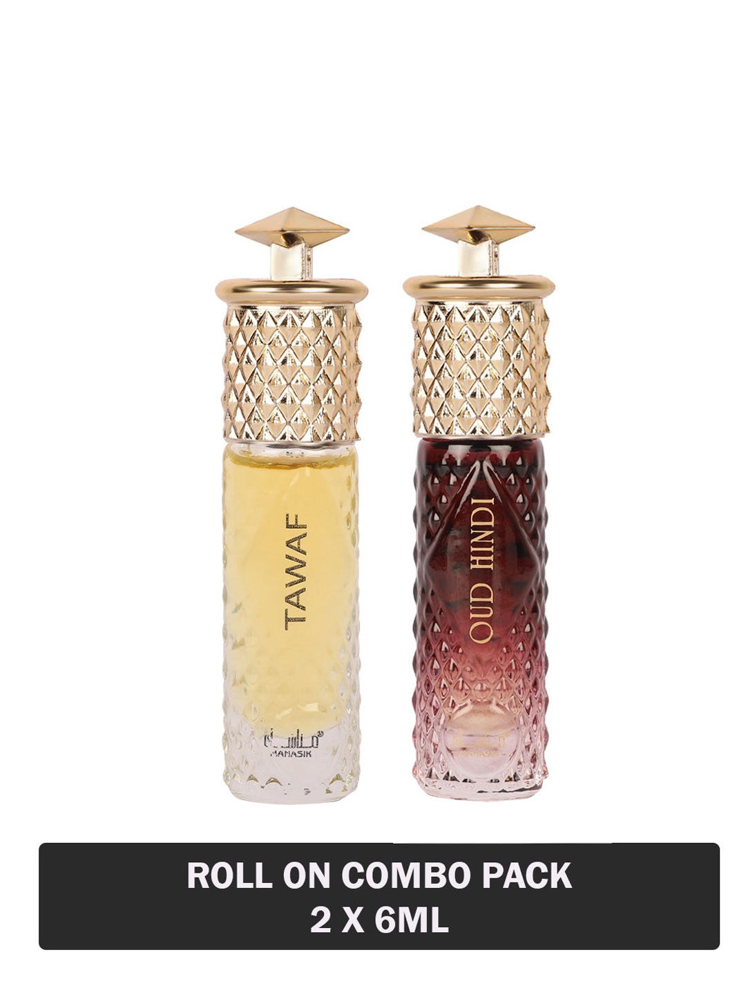 

MANASIK Set Of 2 Long Lasting Attars 6 ml Each - Tawaf & Oud Hindi, Yellow