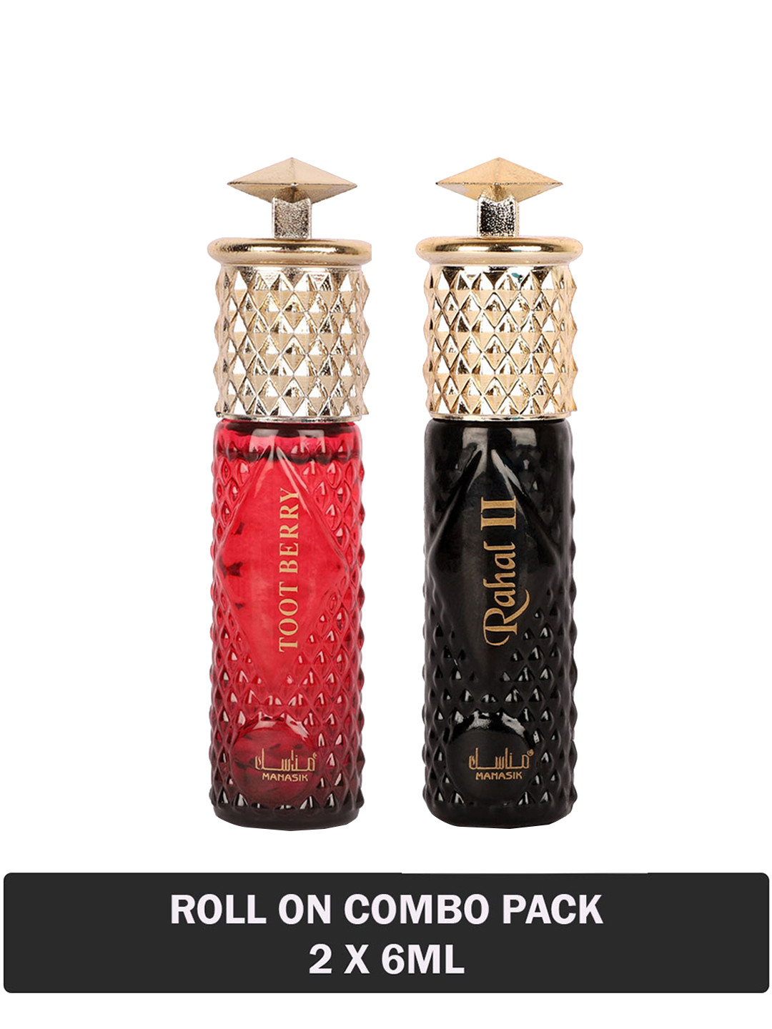 

MANASIK Set Of 2 Long Lasting Attars - 6 ml Each - Toot Berry & Rahal II, Multi