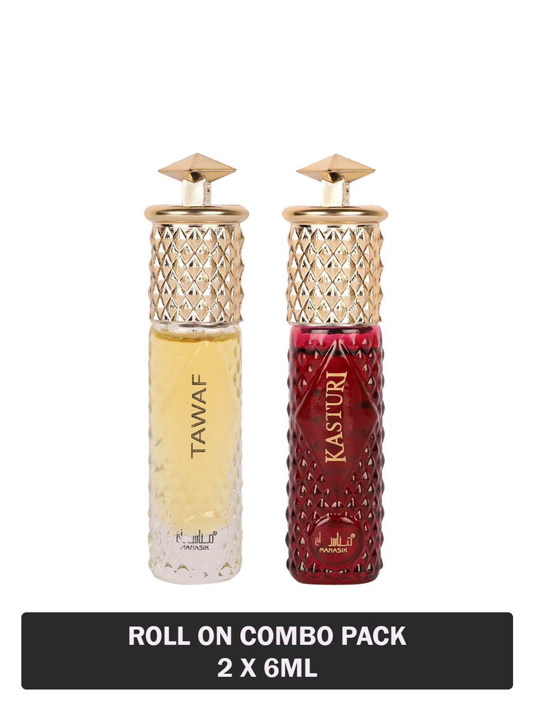 

MANASIK Set Of 2 Long Lasting Attars - 6 ml Each - Tawaf & Kasturi, White