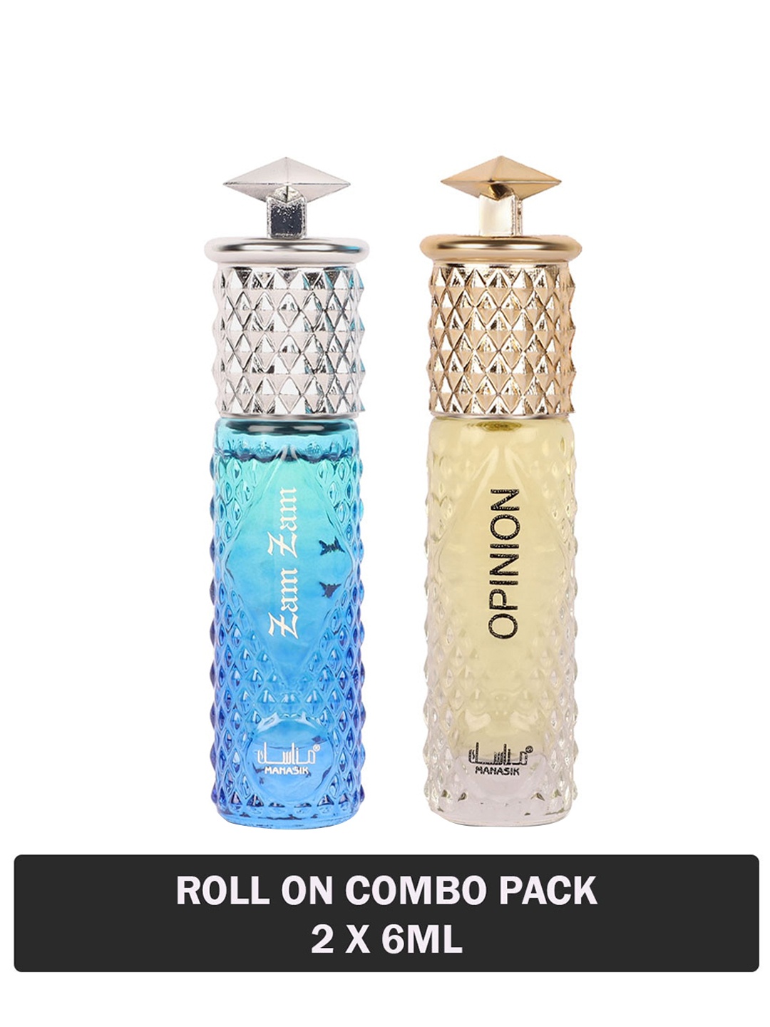 

MANASIK Set Of 2 Long Lasting Attars 6 ml Each - Zam Zam & Opinion, Blue