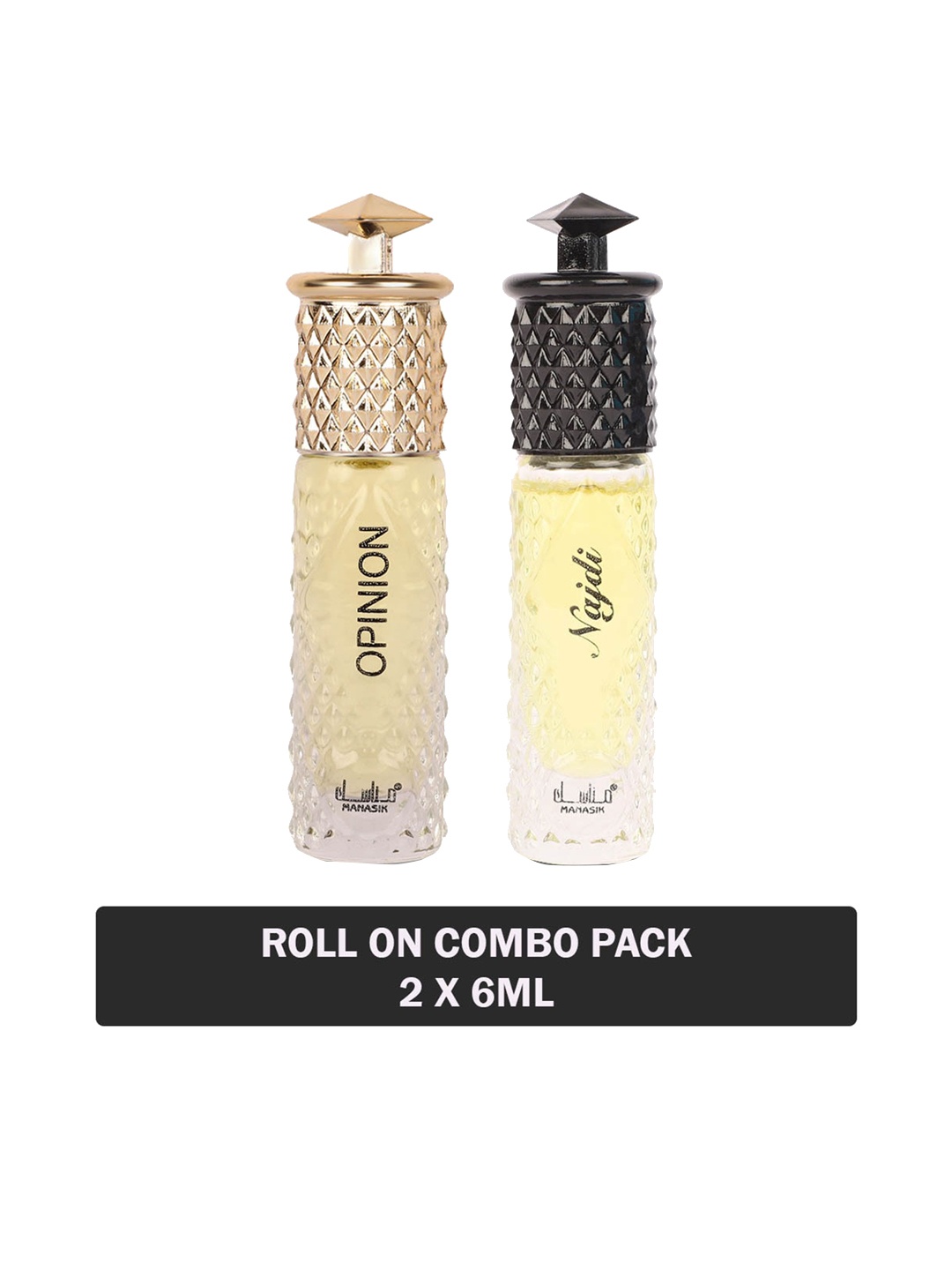 

MANASIK Men Set Of 2 Long Lasting Attars - 6 ml Each - Opinion & Najdi, White