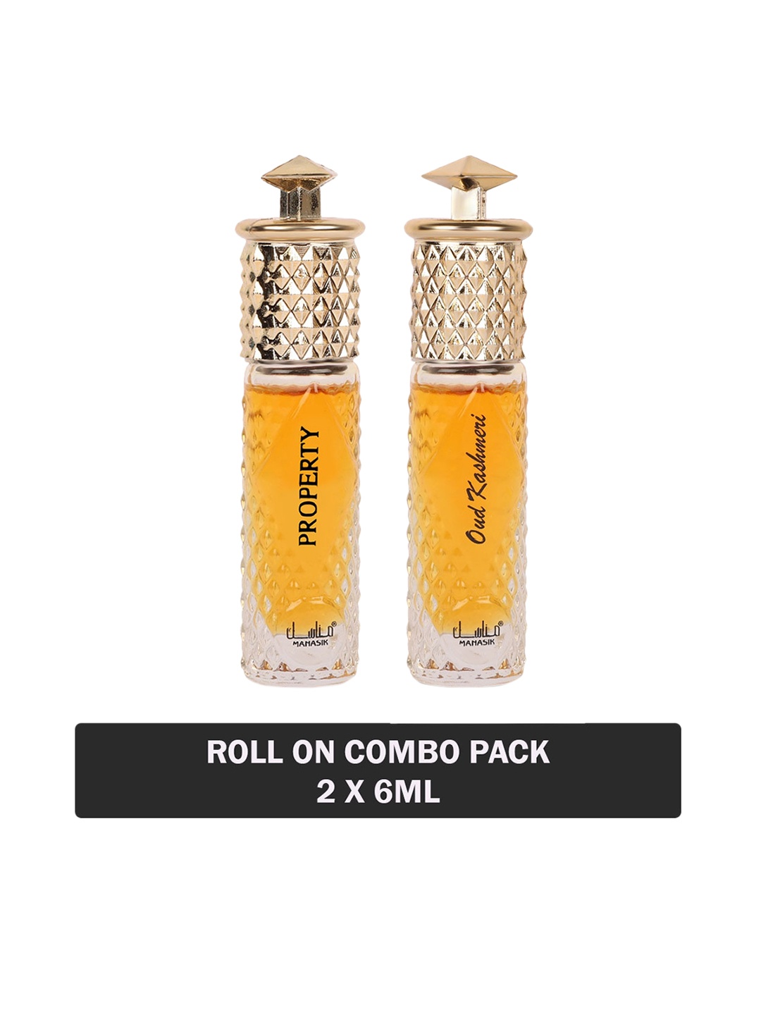 

MANASIK Men Set of Property & Oud Kashmeri Roll-On Attar - 6 ml Each, Yellow