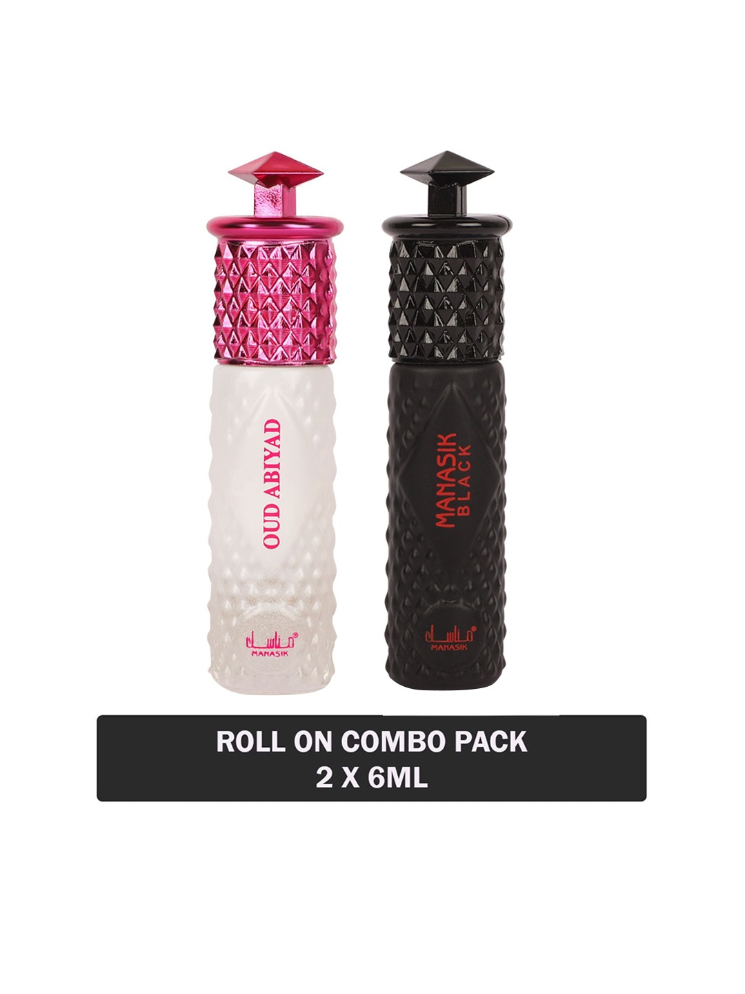 

MANASIK Set Of 2 Long-Lasting Roll-On Attars 6ml Each- Oud Abiyad & Black, Multi