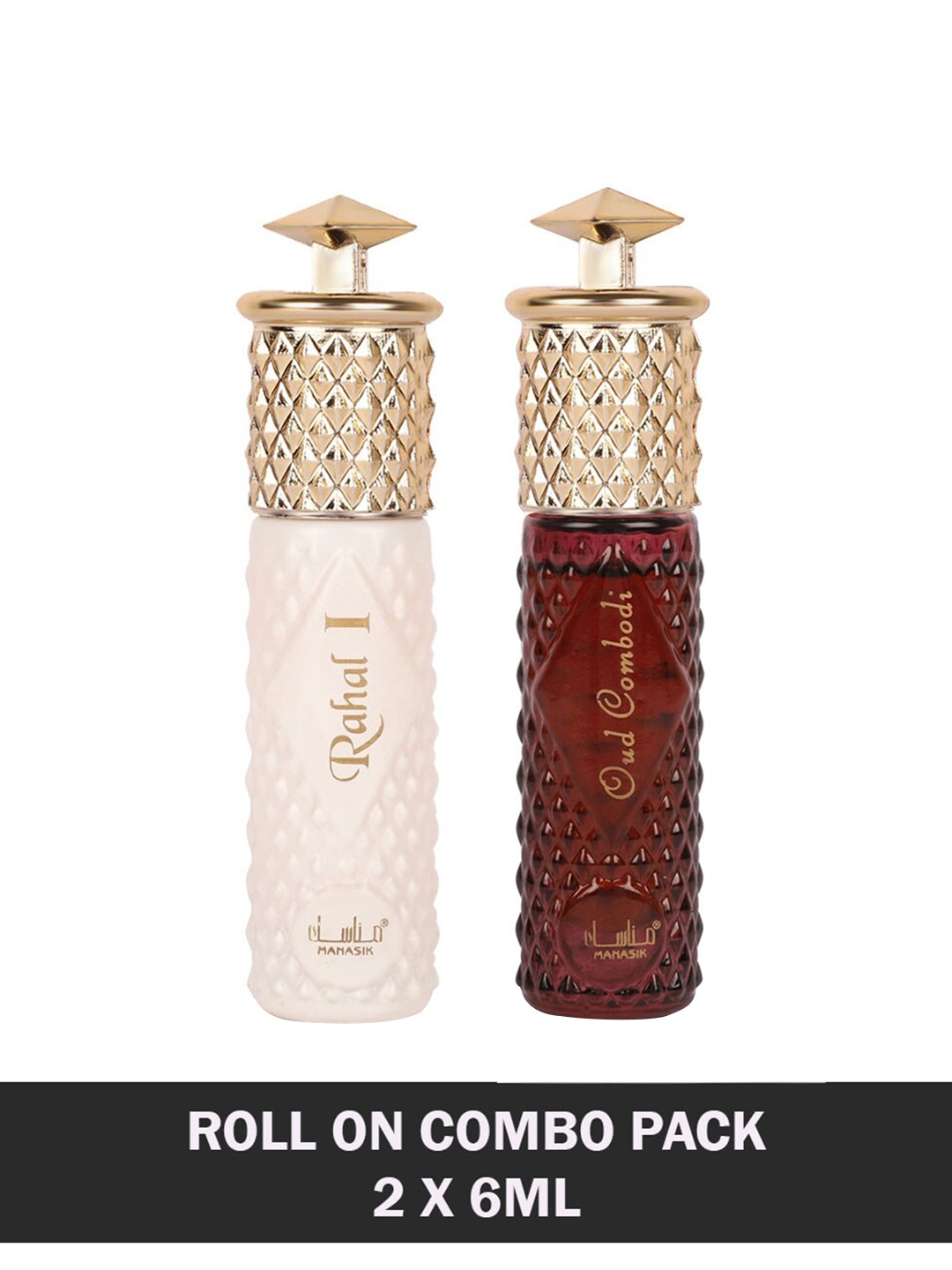 

MANASIK Set Of 2 Long Lasting Attars - 6 ml Each - Rahal I & Oud Combodi, Multi