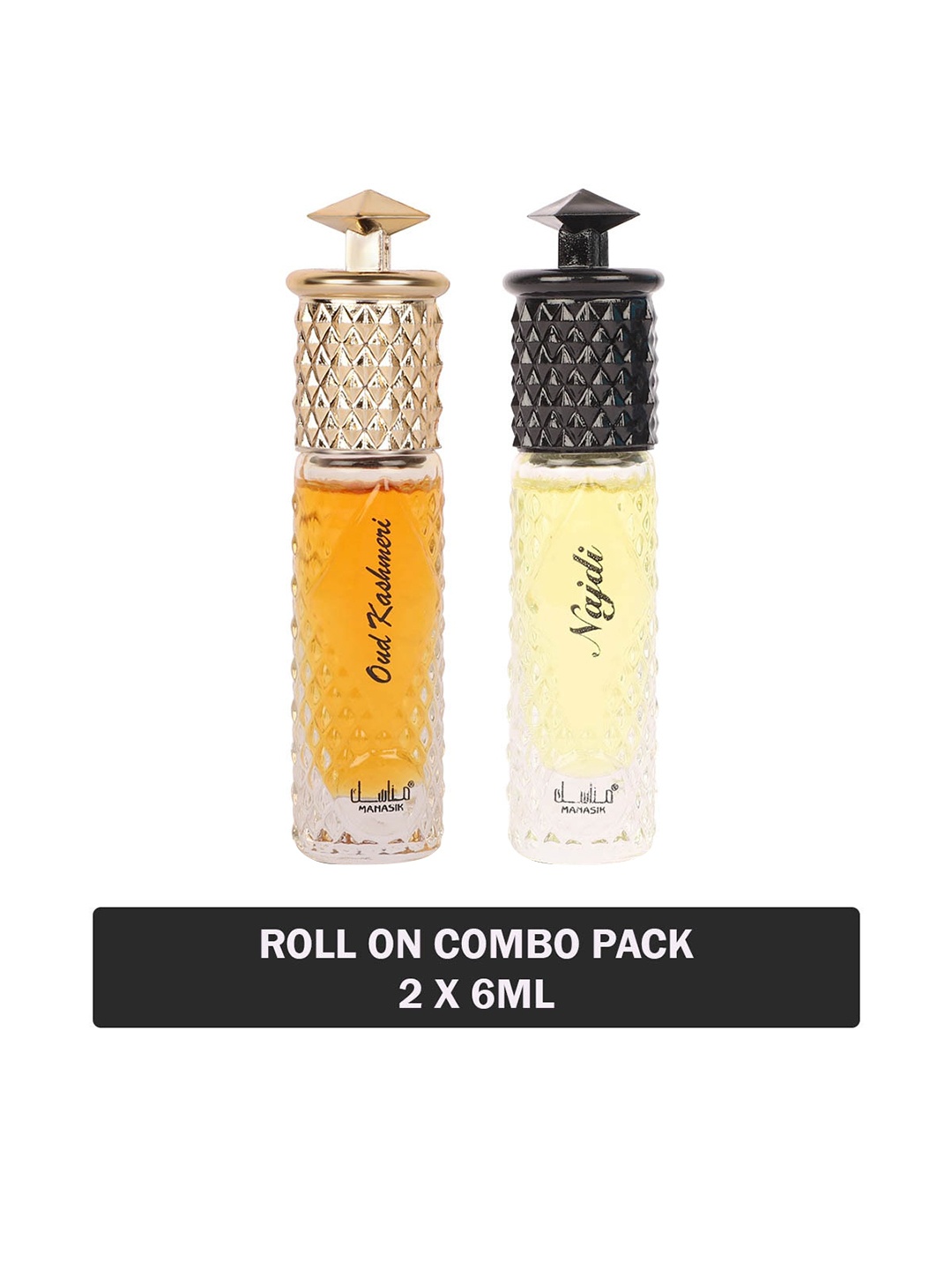 

MANASIK Men Set of Oud Kashmeri & Najdi Roll-On Attar - 6 ml Each, Yellow