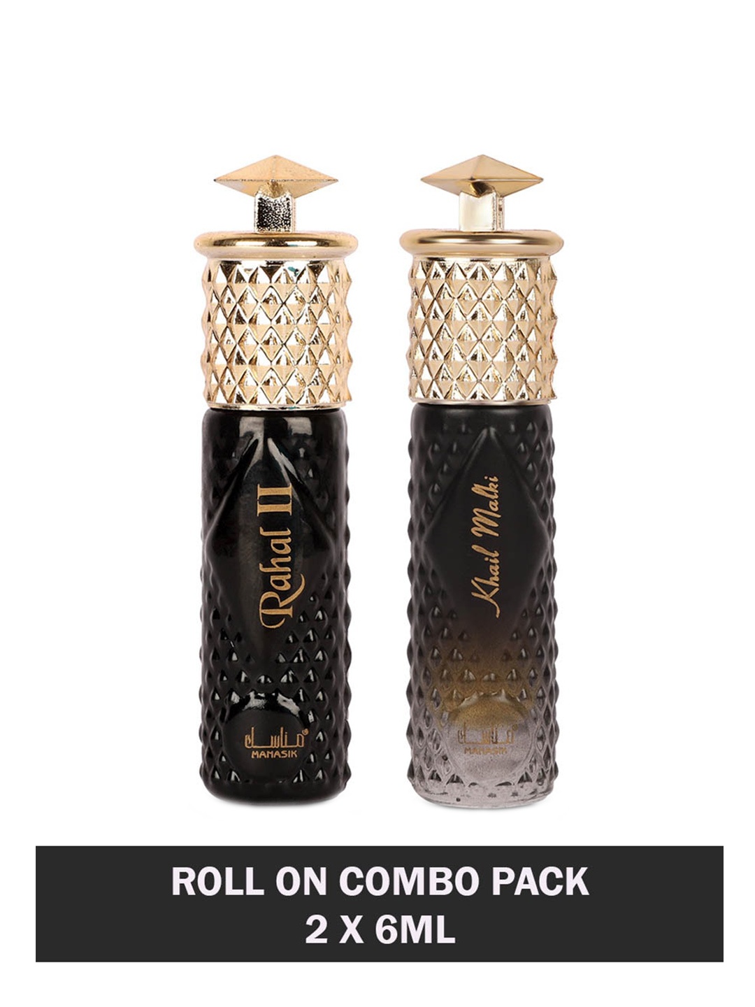 

MANASIK Set Of 2 Long Lasting Attars - 6 ml Each - Rahal II & Khail Malki, Multi