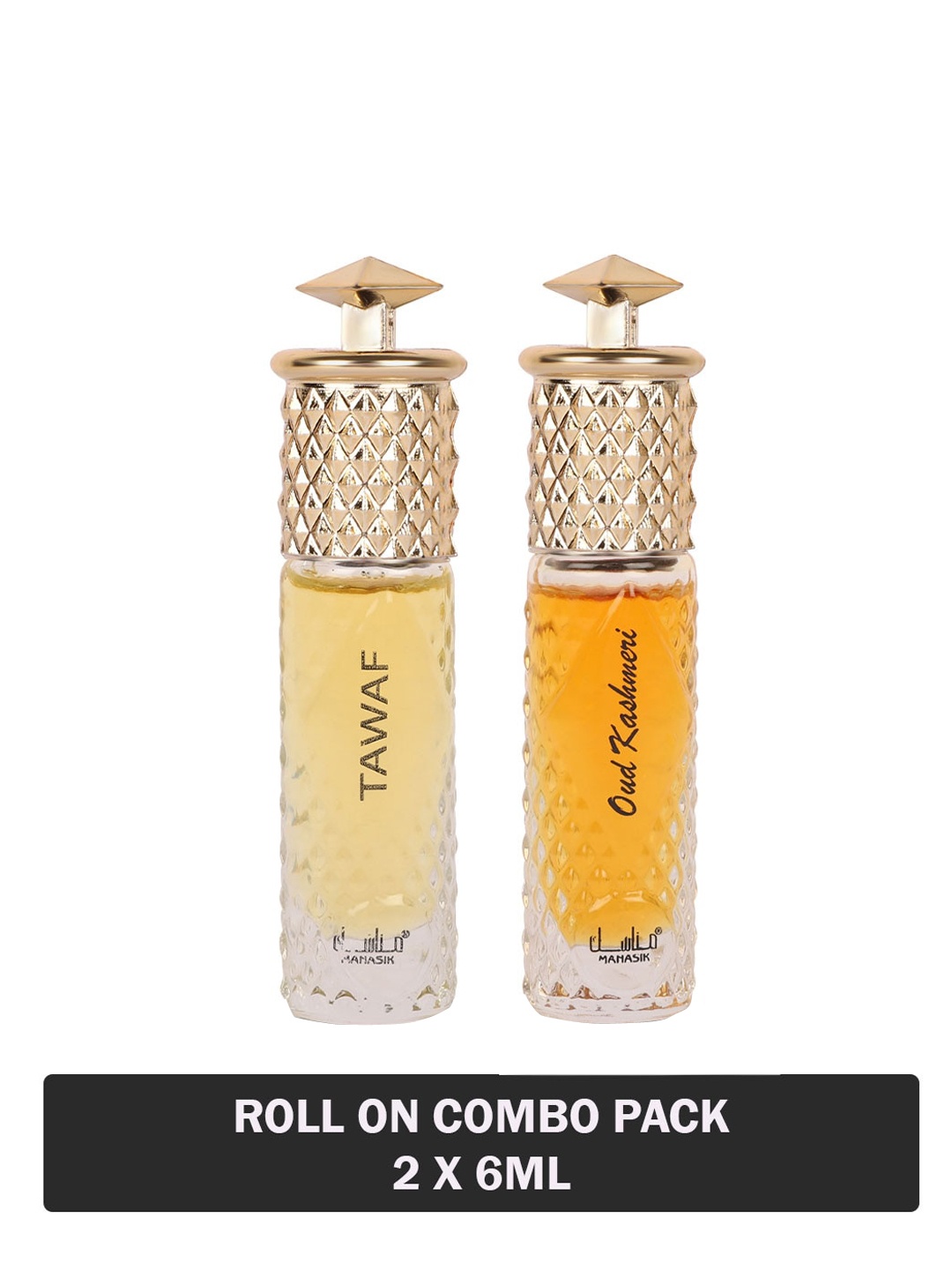 

MANASIK Set of Tawaf & Oud Kashmeri Roll-On Attar - 6 ml Each, Yellow