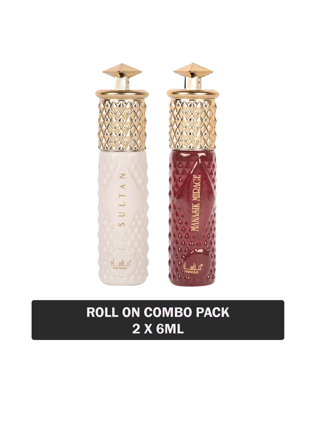 

MANASIK Set Of 2 Long Lasting Attars - 6 ml Each - Sultan & Mirage, White